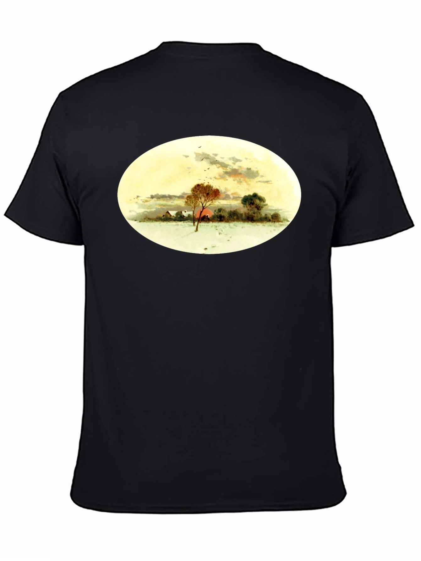 Winter Landscape Graphic Black T-Shirt