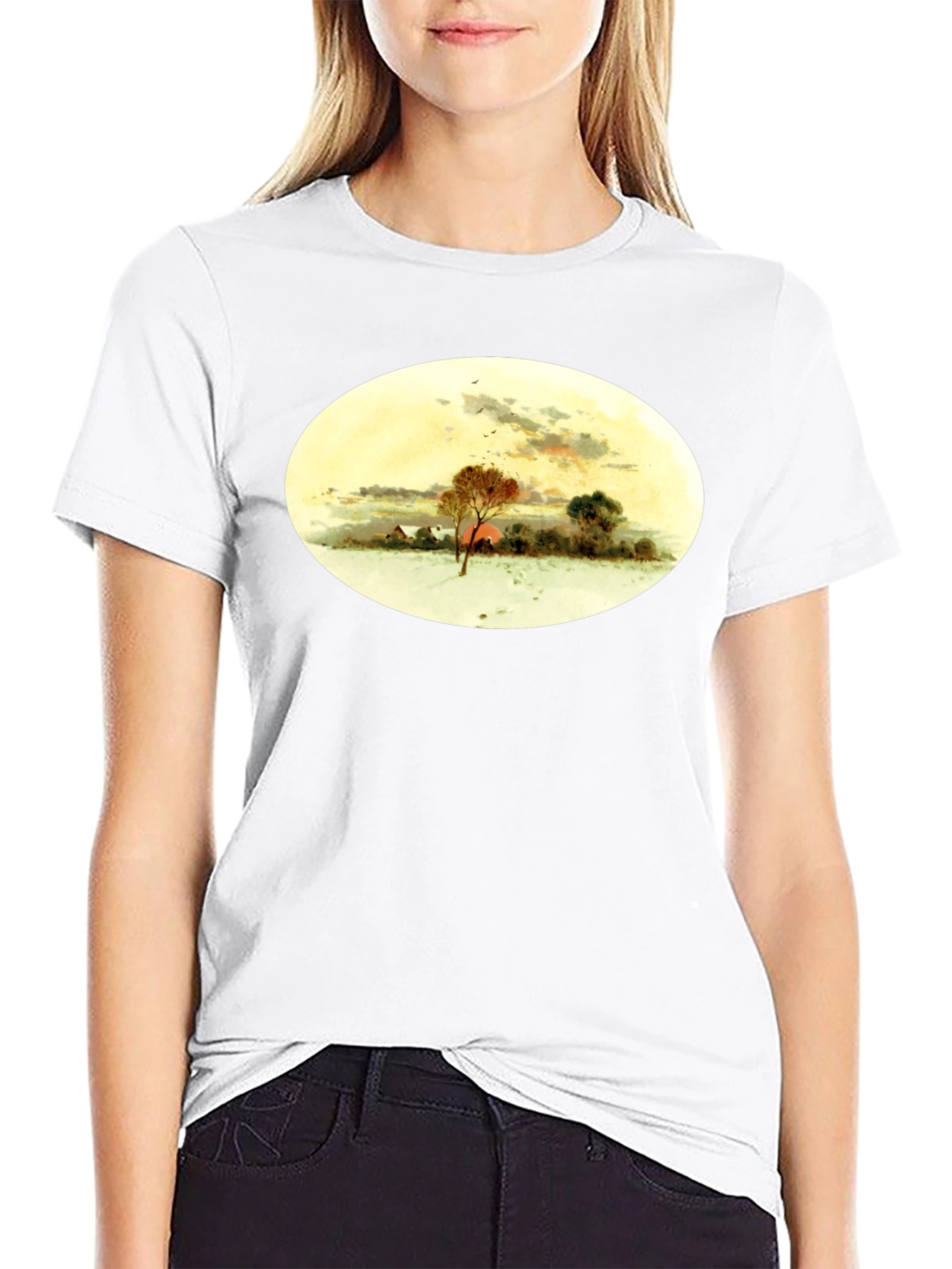 Winter Landscape Graphic Black T-Shirt