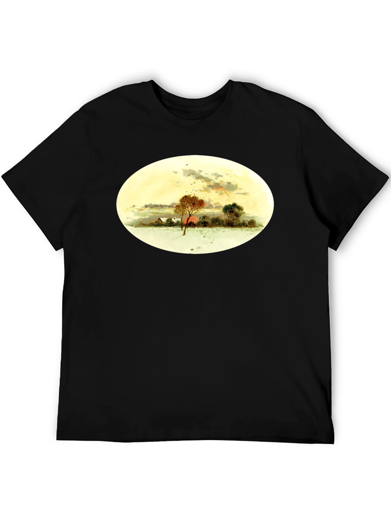 Winter Landscape Graphic Black T-Shirt