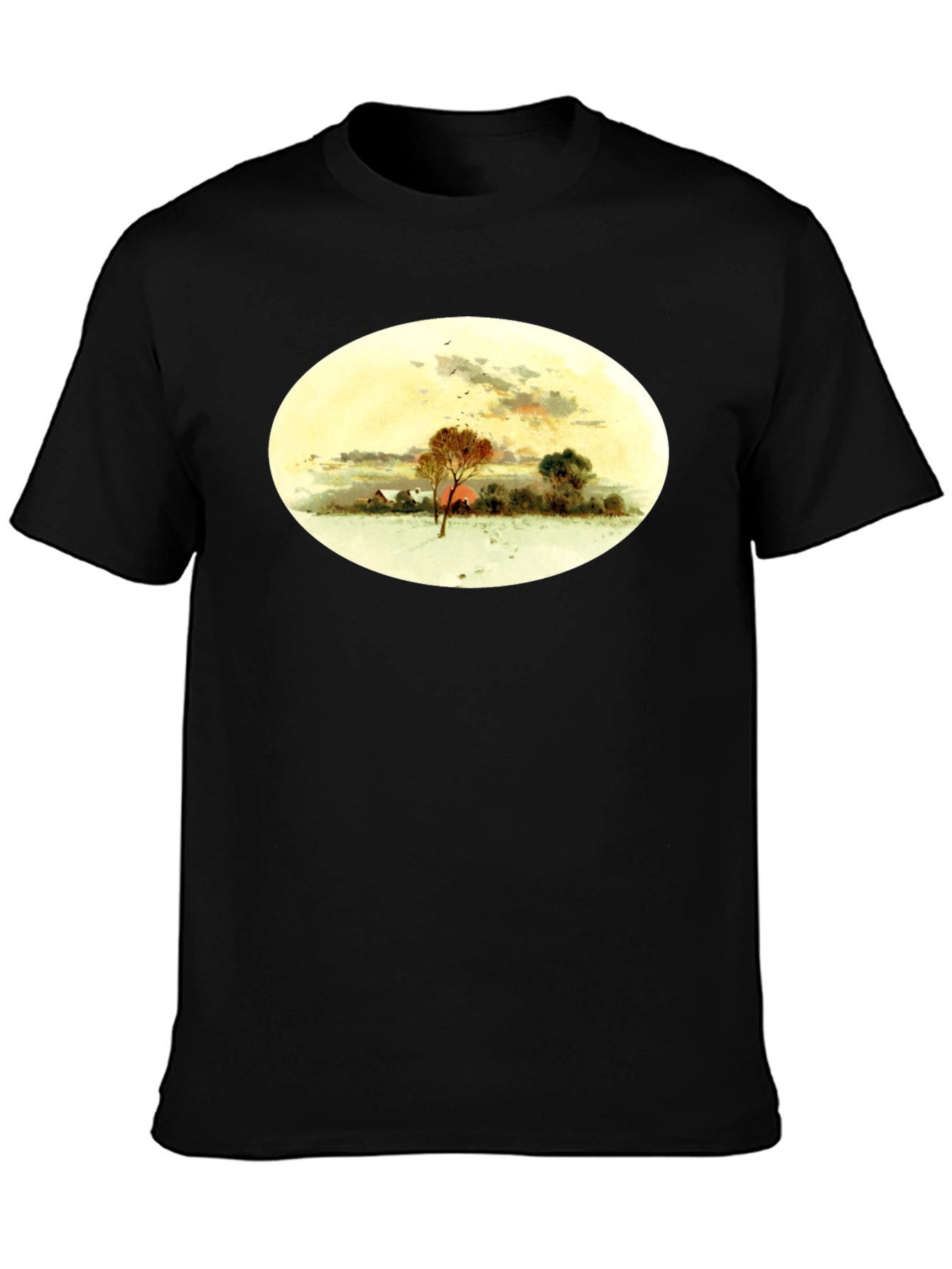 Winter Landscape Graphic Black T-Shirt
