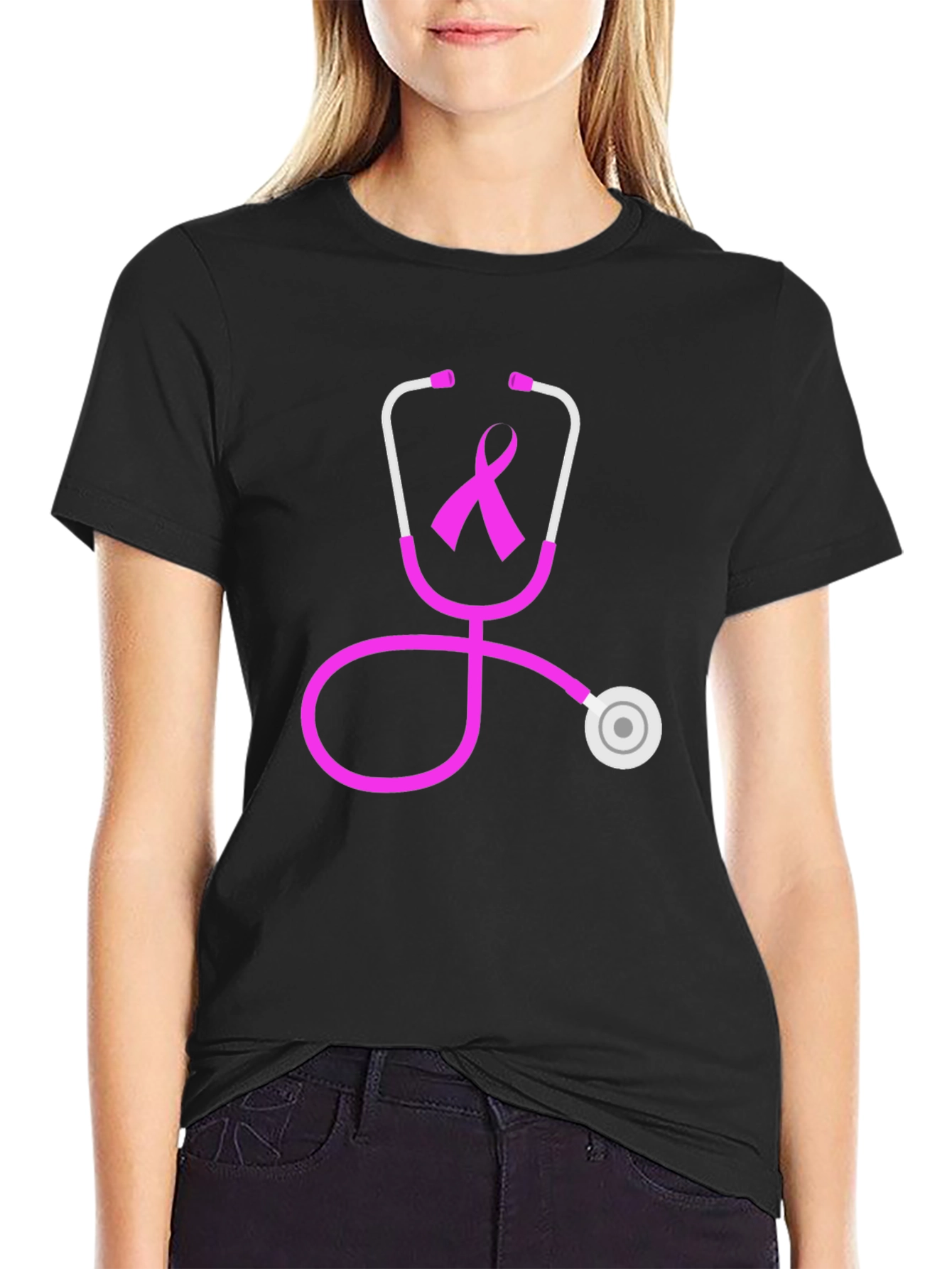 Breast Cancer Awareness Stethoscope Graphic Tee