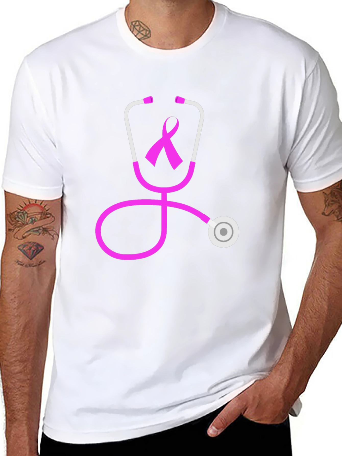 Breast Cancer Awareness Stethoscope Graphic Tee