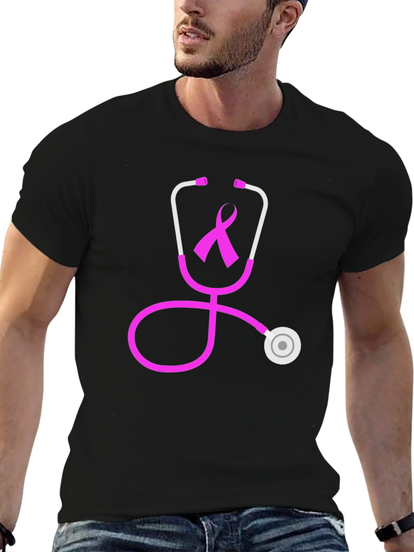 Breast Cancer Awareness Stethoscope Graphic Tee