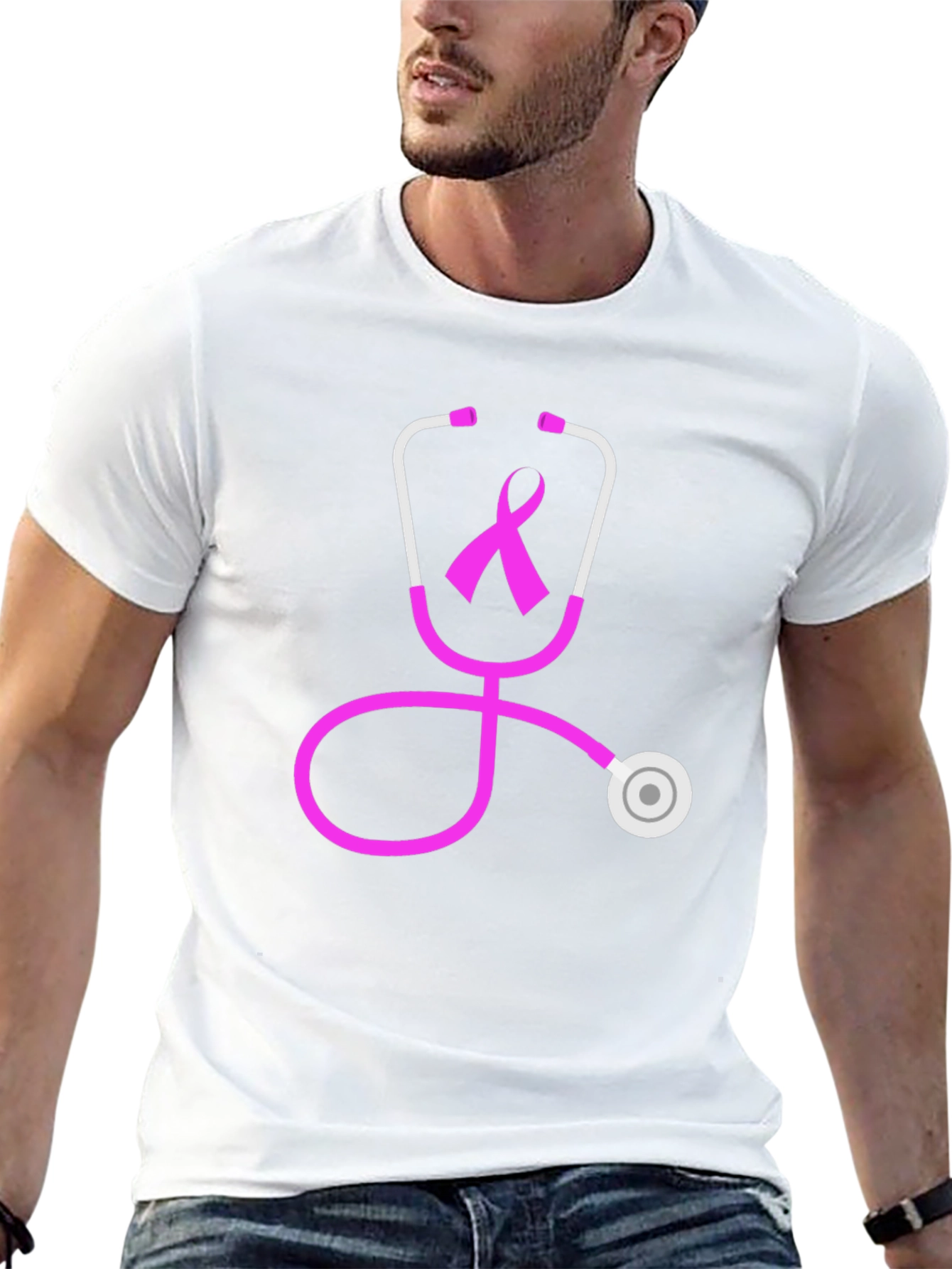 Breast Cancer Awareness Stethoscope Graphic Tee