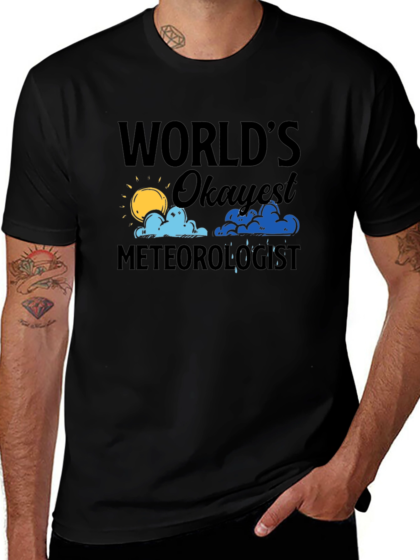Worlds Okayest Meteorologist Black T-Shirt