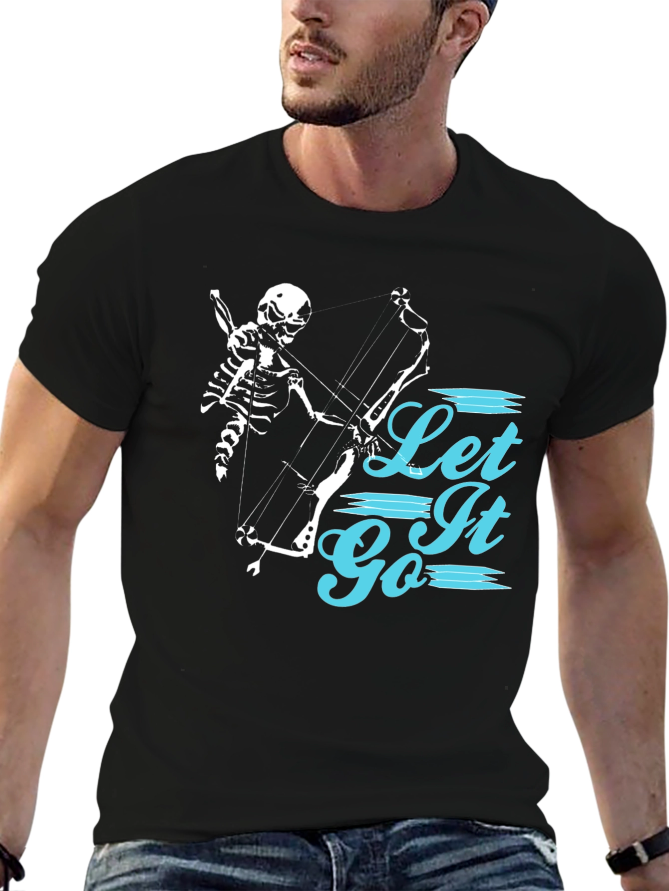 Let It Go Skeleton Archer Black Graphic Tee