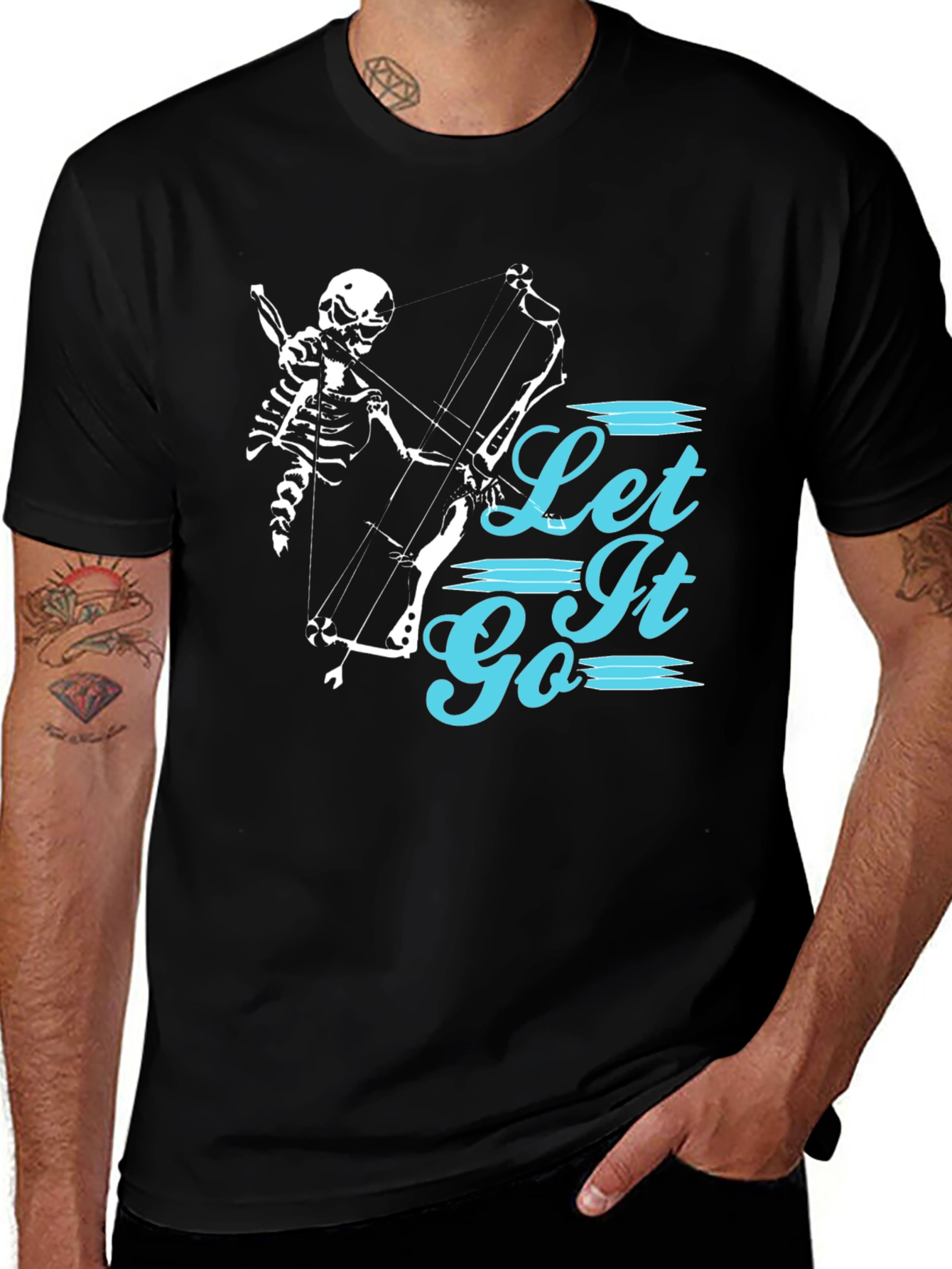 Let It Go Skeleton Archer Black Graphic Tee