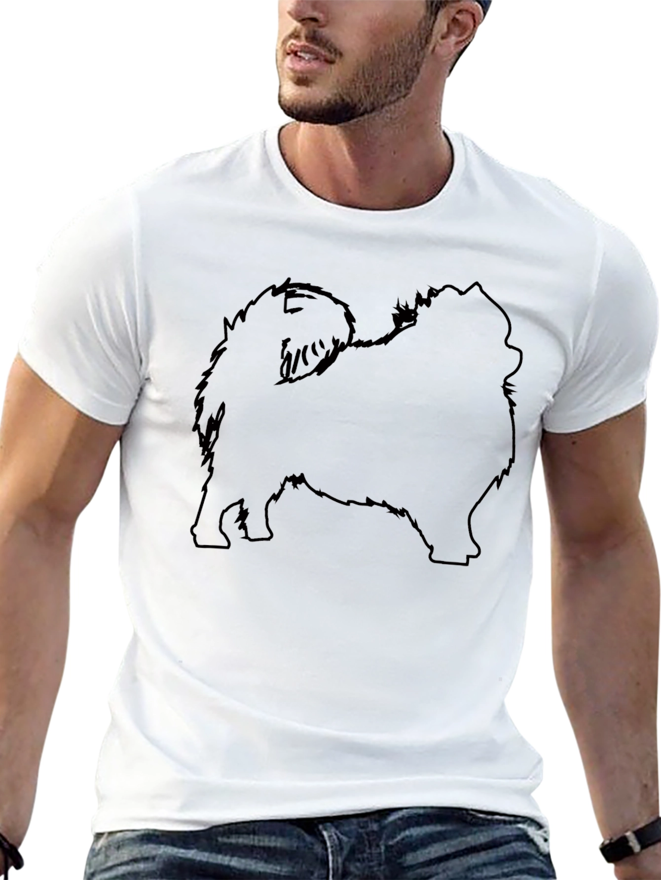 Pomeranian Silhouette Black T-Shirt