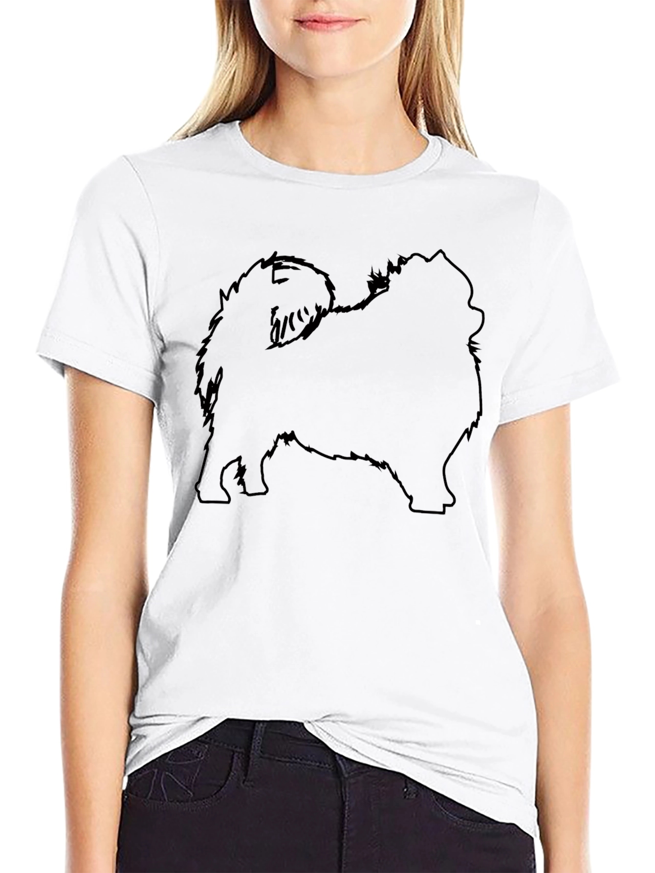 Pomeranian Silhouette Black T-Shirt