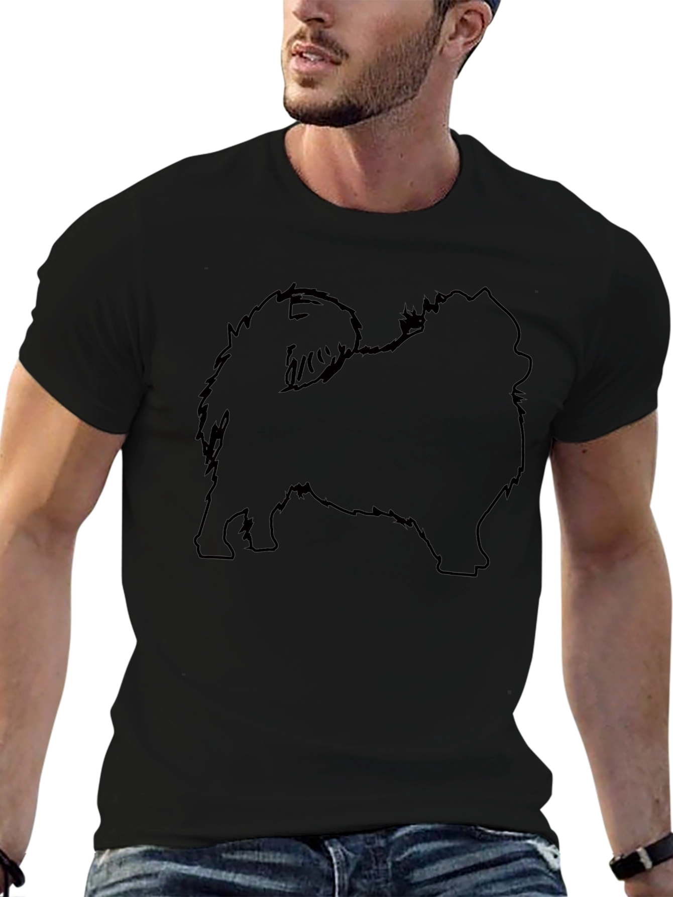 Pomeranian Silhouette Black T-Shirt