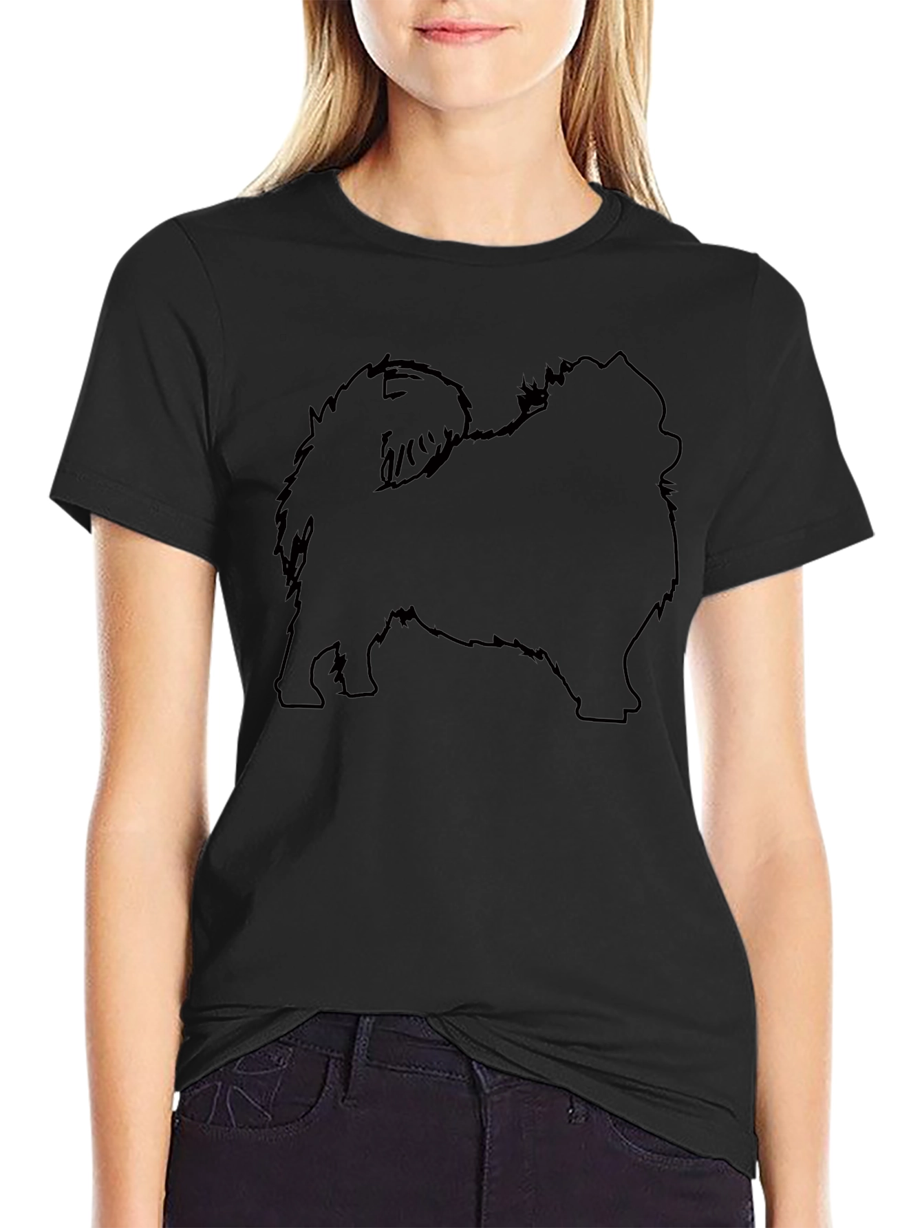Pomeranian Silhouette Black T-Shirt