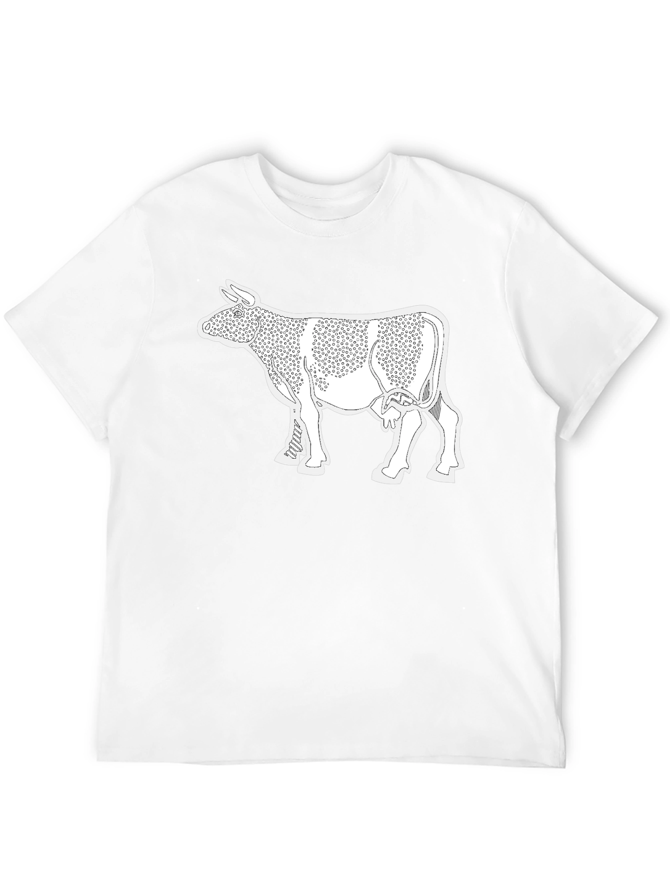 Cow Print T-Shirt - Black Cotton Tee