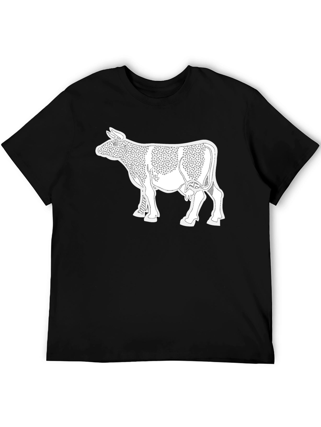 Cow Print T-Shirt - Black Cotton Tee