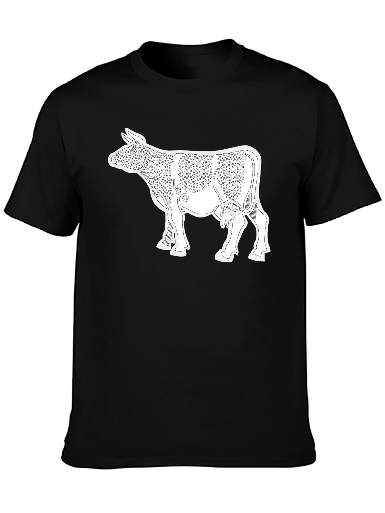 Cow Print T-Shirt - Black Cotton Tee