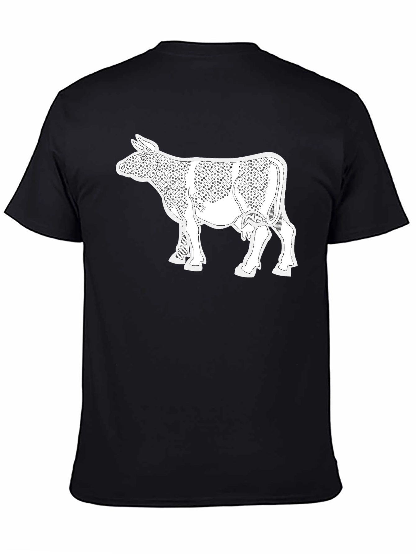 Cow Print T-Shirt - Black Cotton Tee
