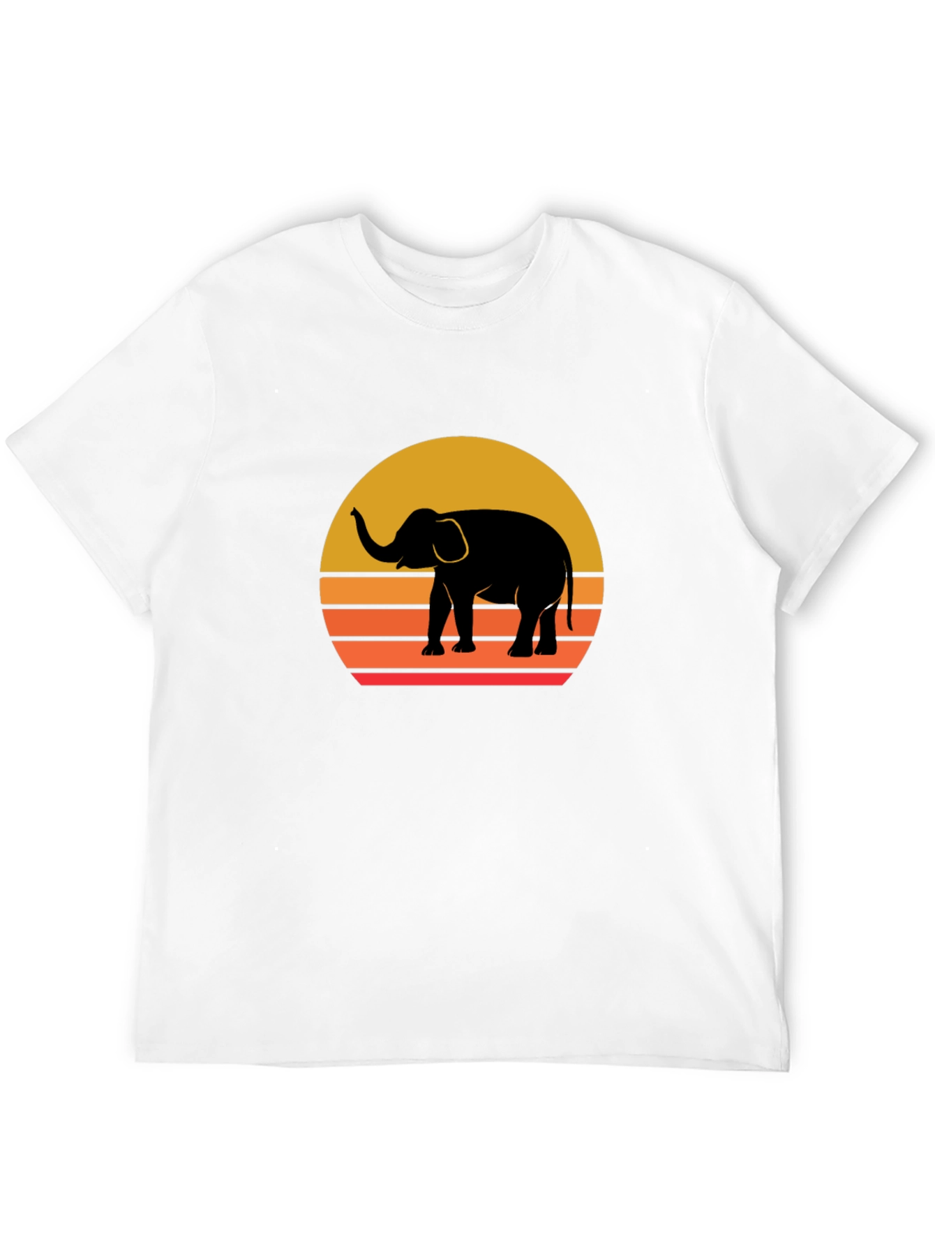 Elephant Sunset Graphic Tee - Stylish Black T-Shirt