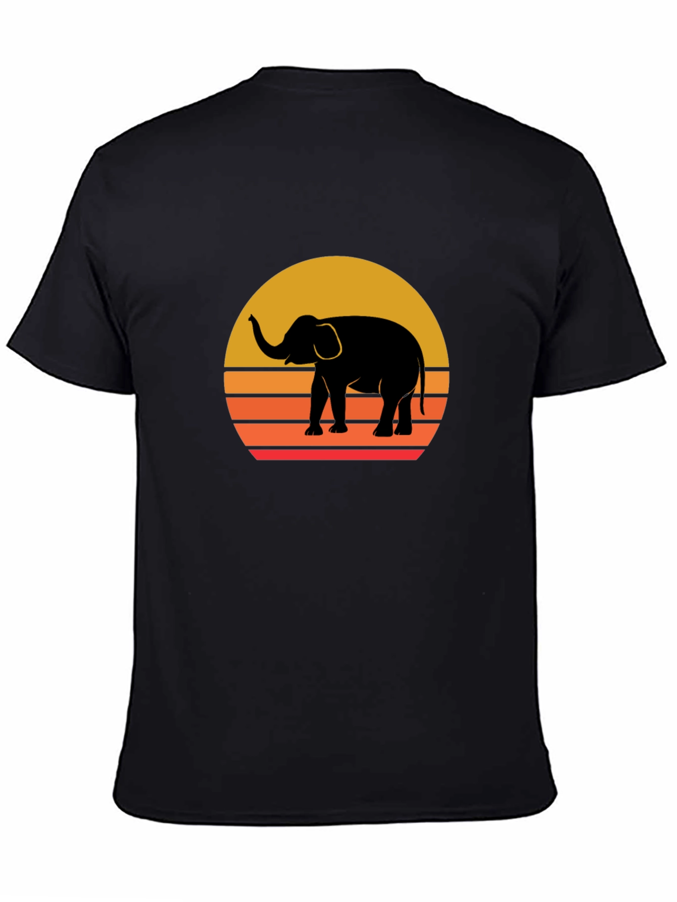 Elephant Sunset Graphic Tee - Stylish Black T-Shirt