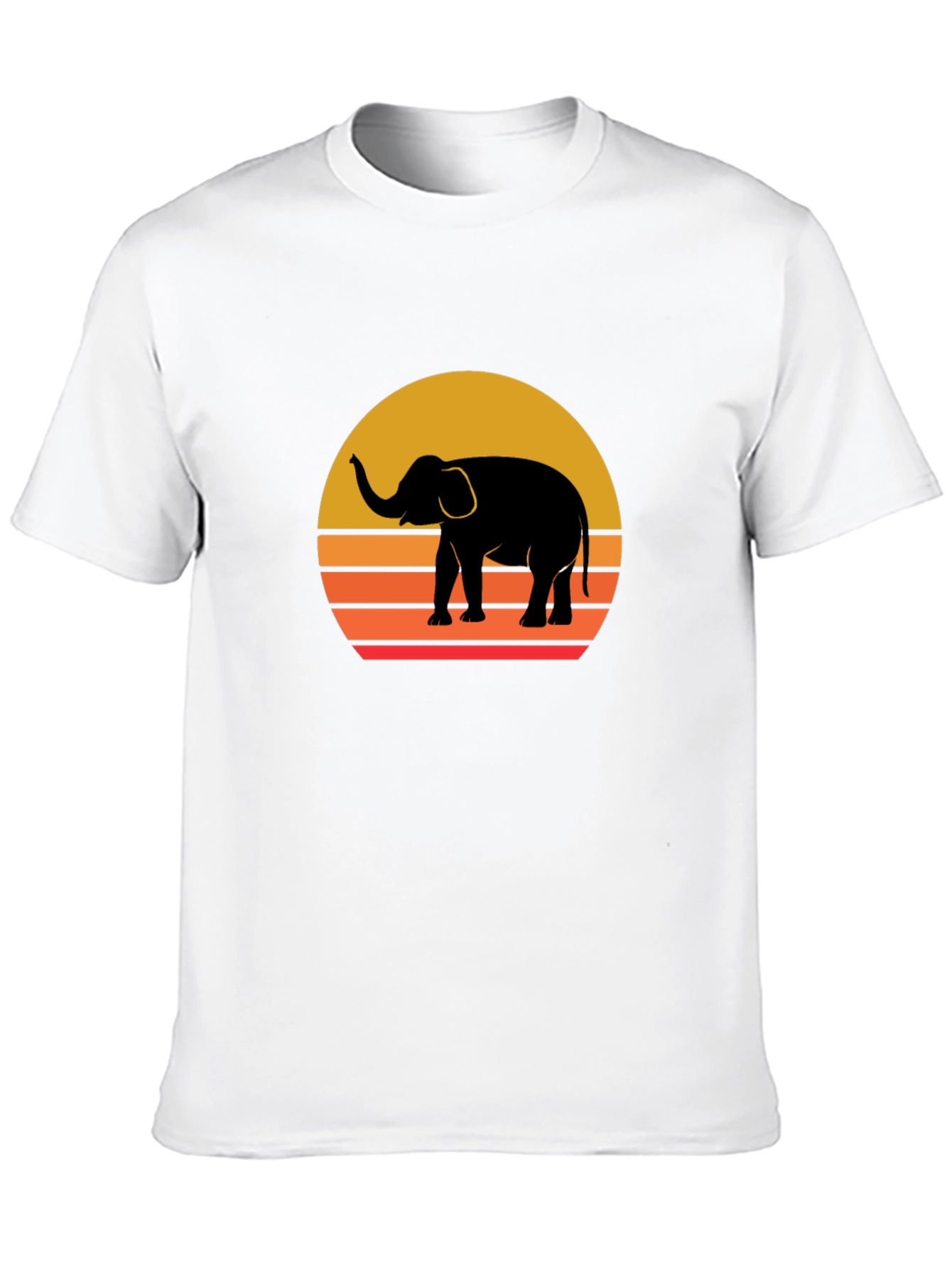 Elephant Sunset Graphic Tee - Stylish Black T-Shirt