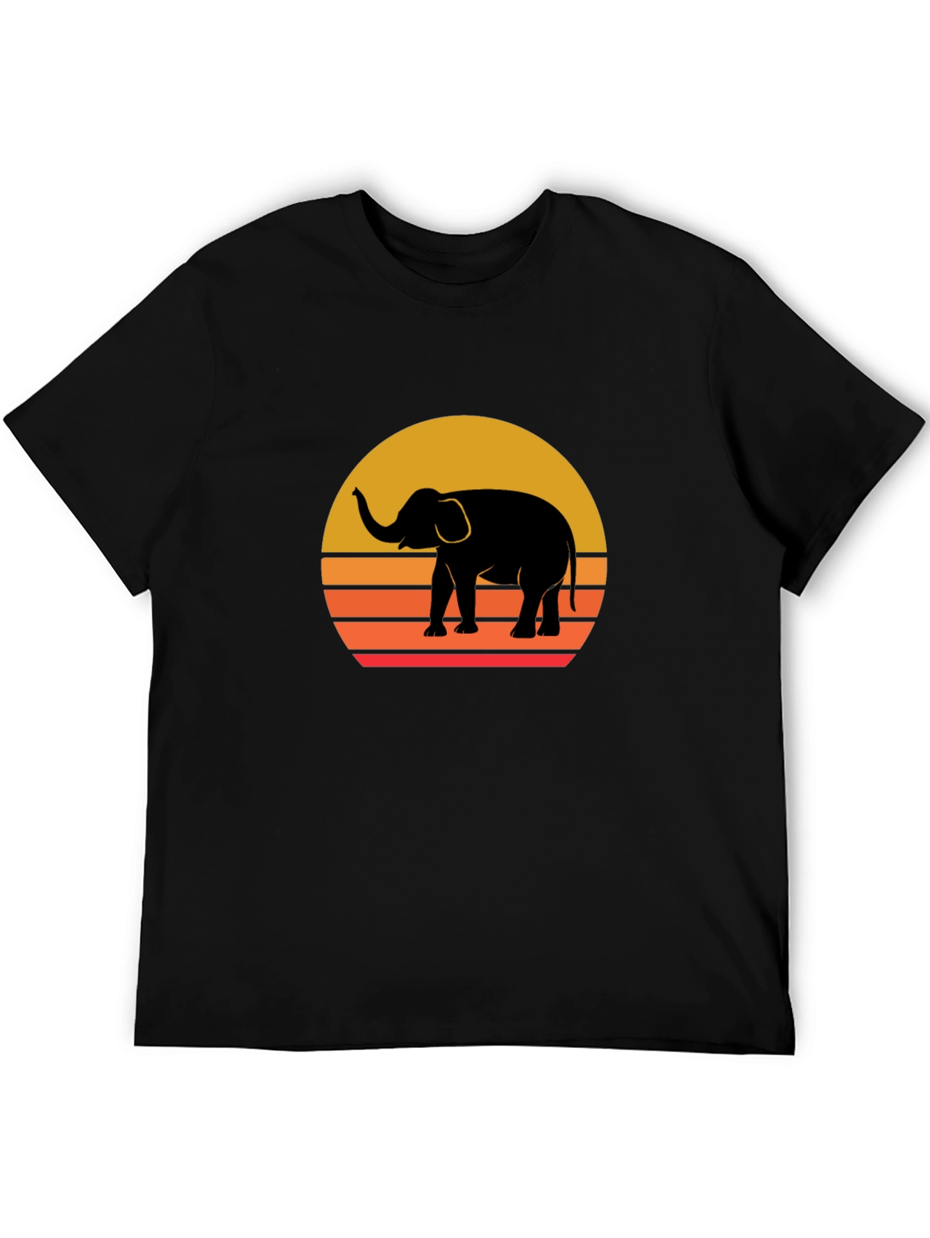 Elephant Sunset Graphic Tee - Stylish Black T-Shirt