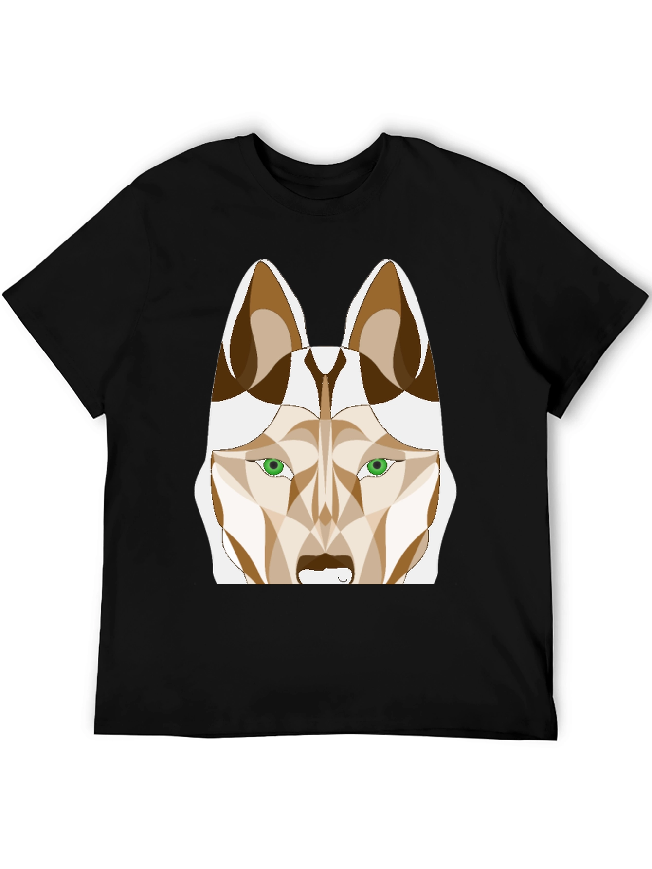 Abstract Husky Graphic Tee - Stylish Black T-Shirt