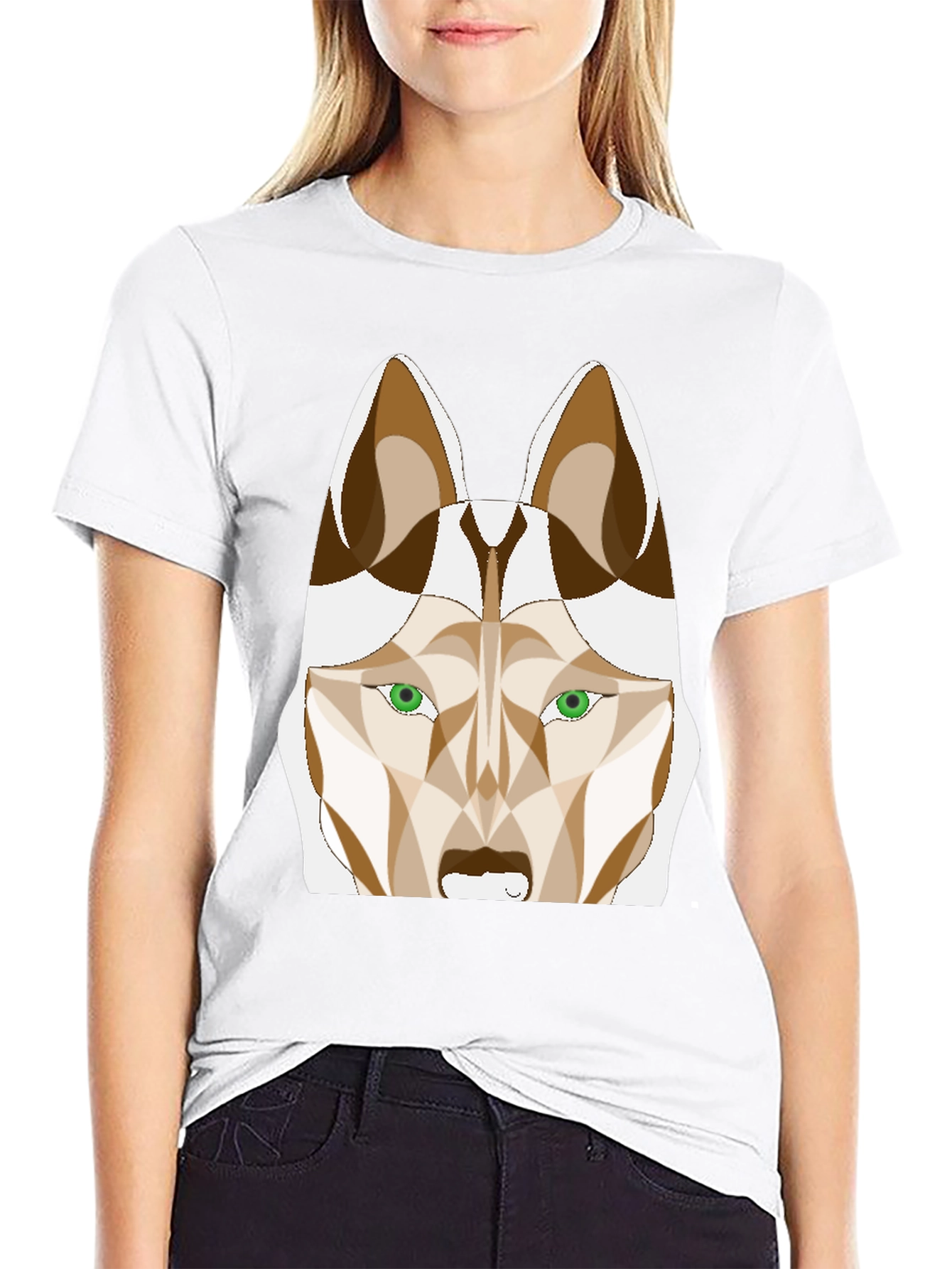 Abstract Husky Graphic Tee - Stylish Black T-Shirt