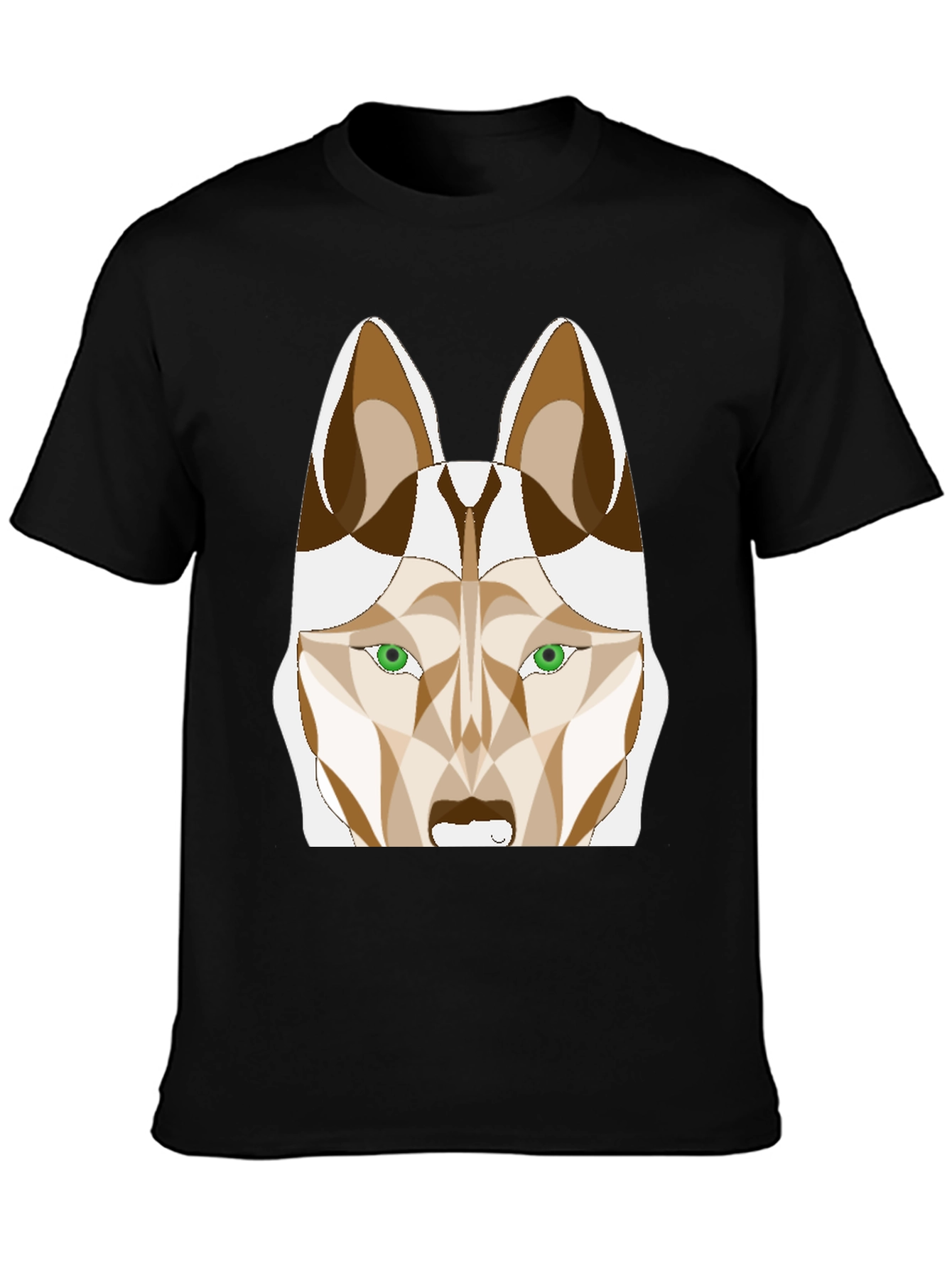 Abstract Husky Graphic Tee - Stylish Black T-Shirt