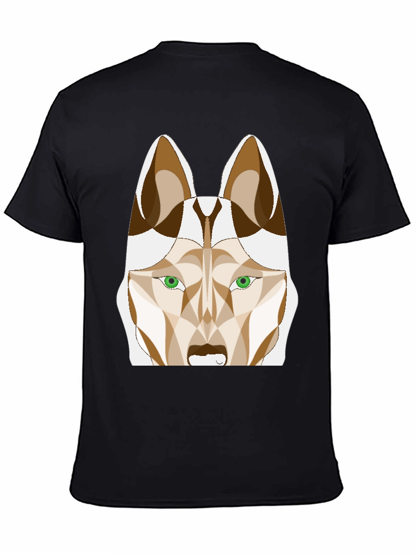 Abstract Husky Graphic Tee - Stylish Black T-Shirt