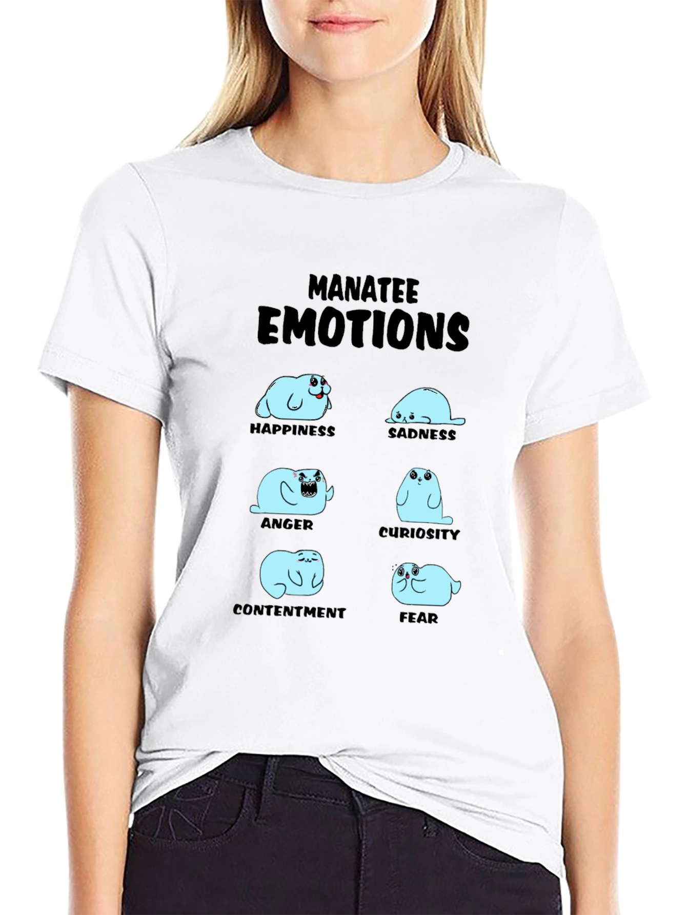 Manatee Emotions Graphic Print T-Shirt