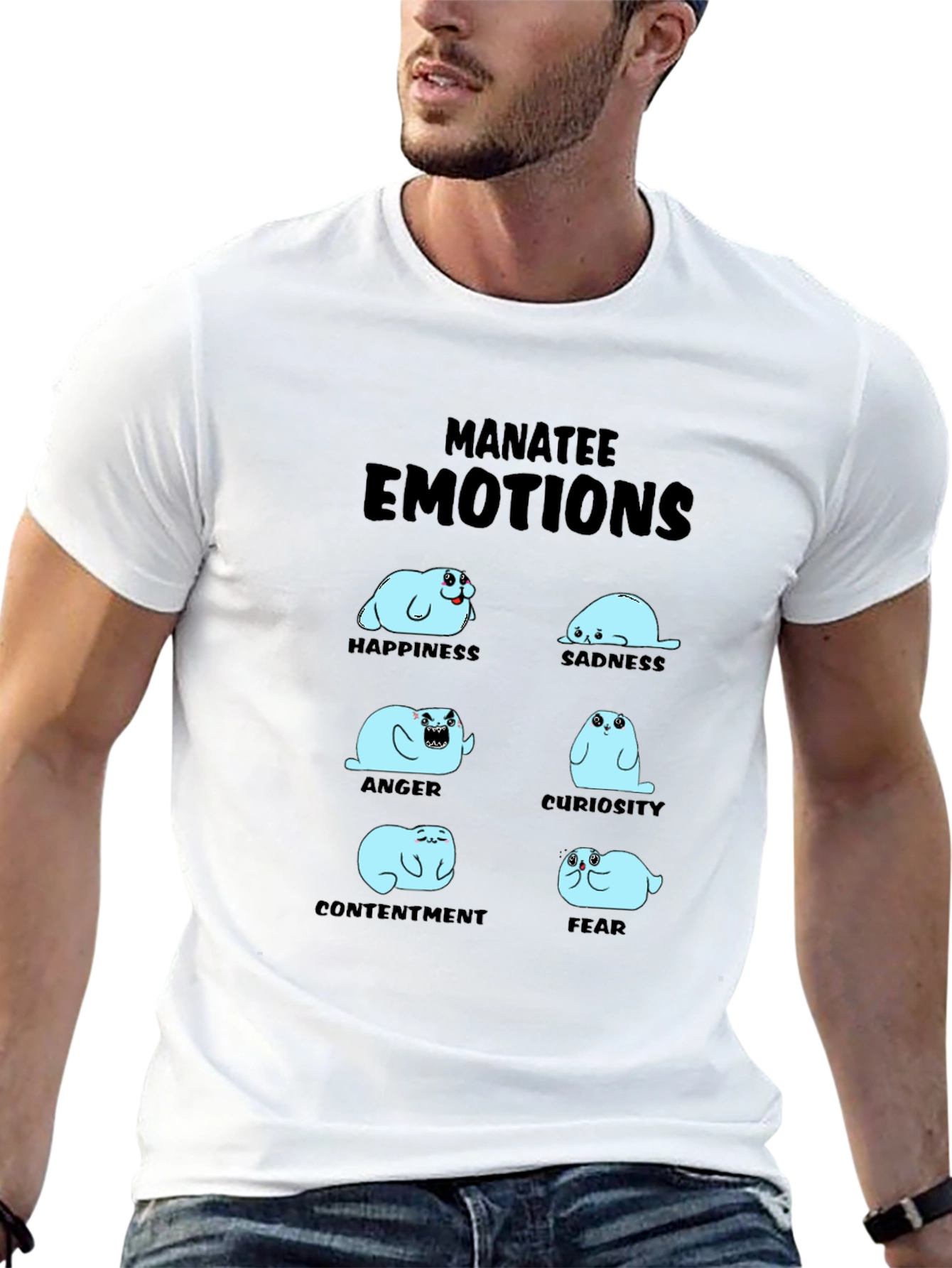 Manatee Emotions Graphic Print T-Shirt
