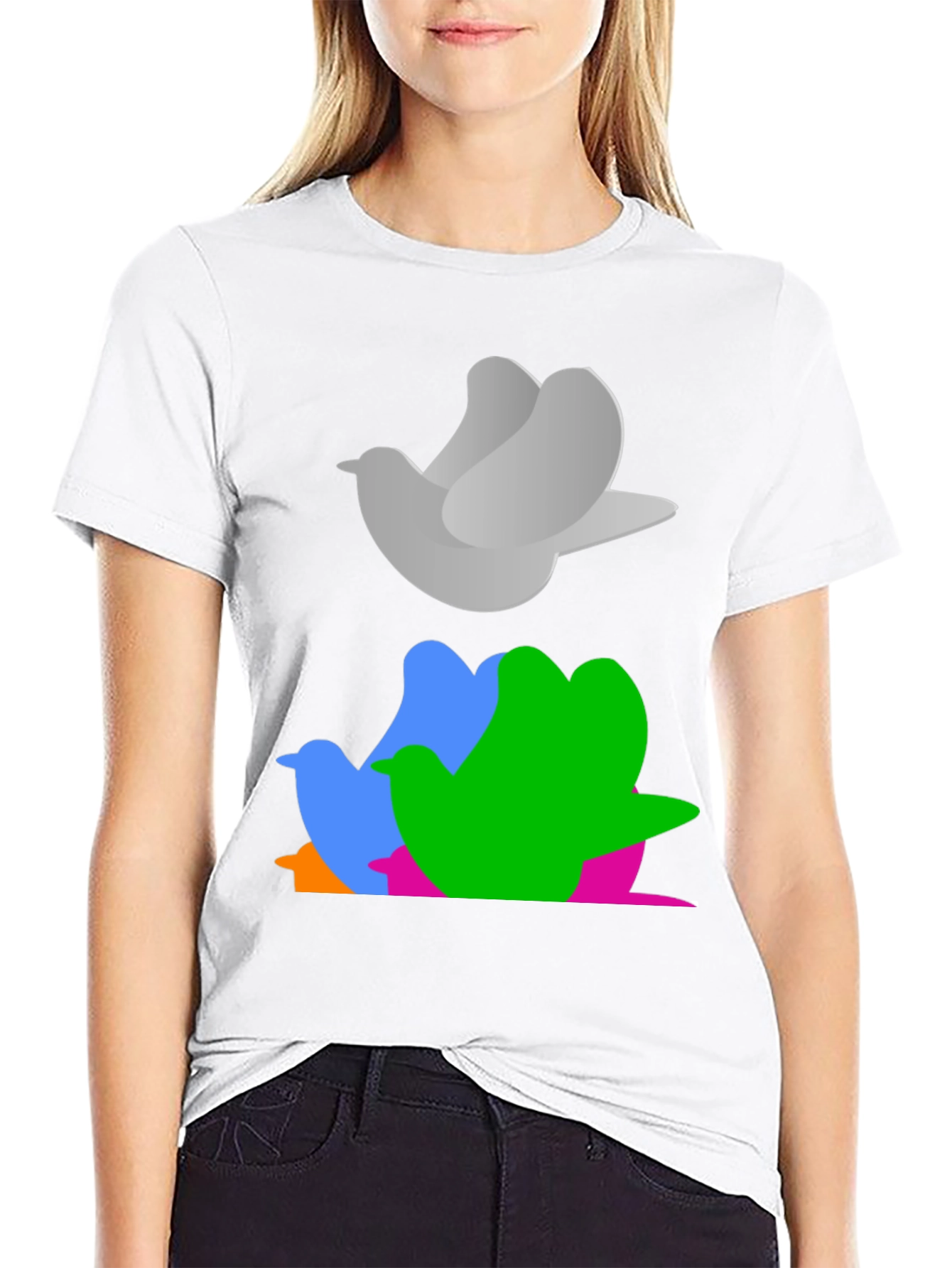 Abstract Bird Graphic Tee - Stylish Casual Wear