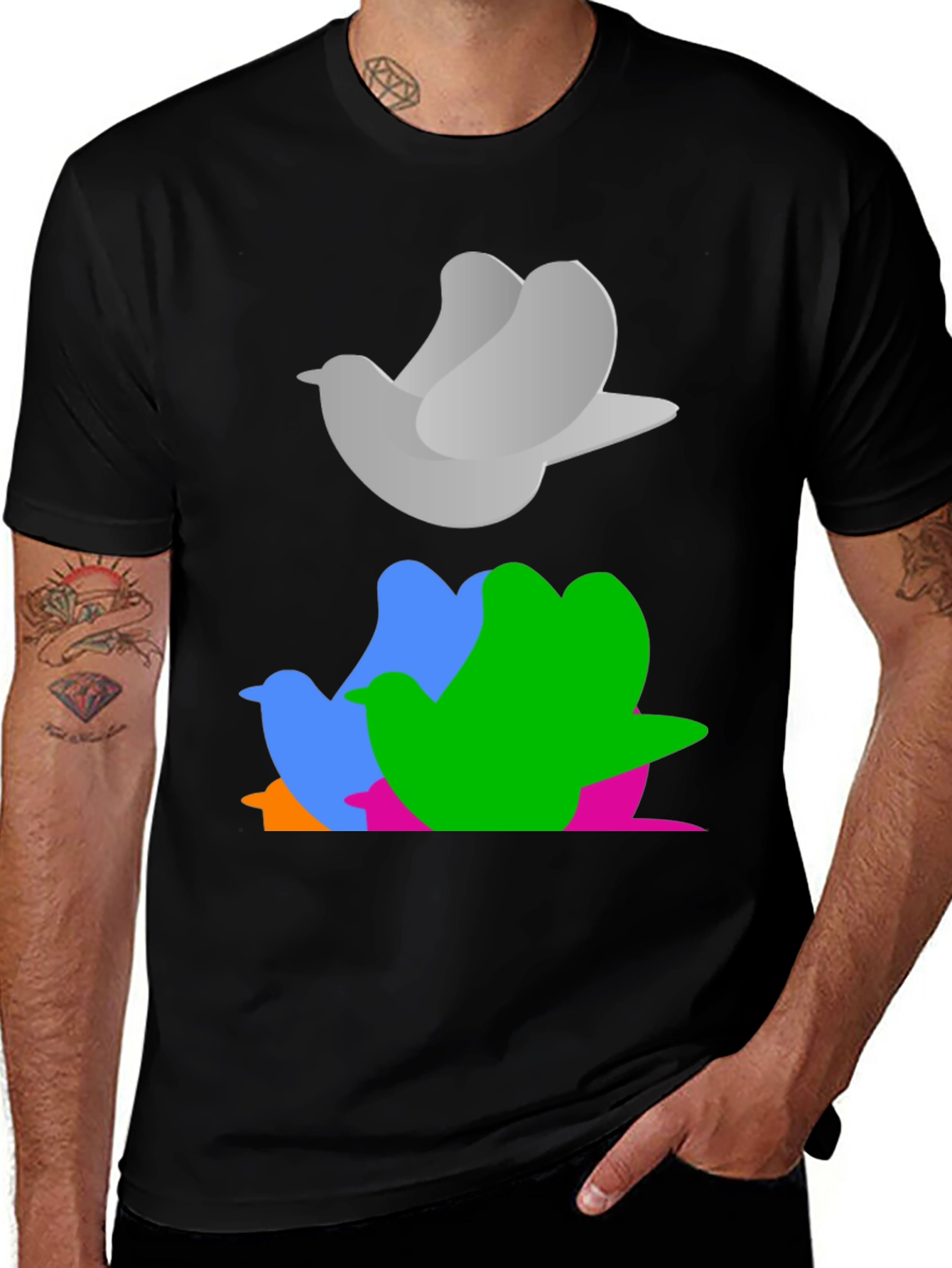 Abstract Bird Graphic Tee - Stylish Casual Wear