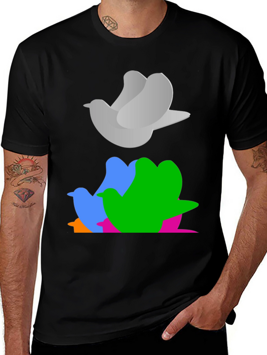 Abstract Bird Graphic Tee - Stylish Casual Wear