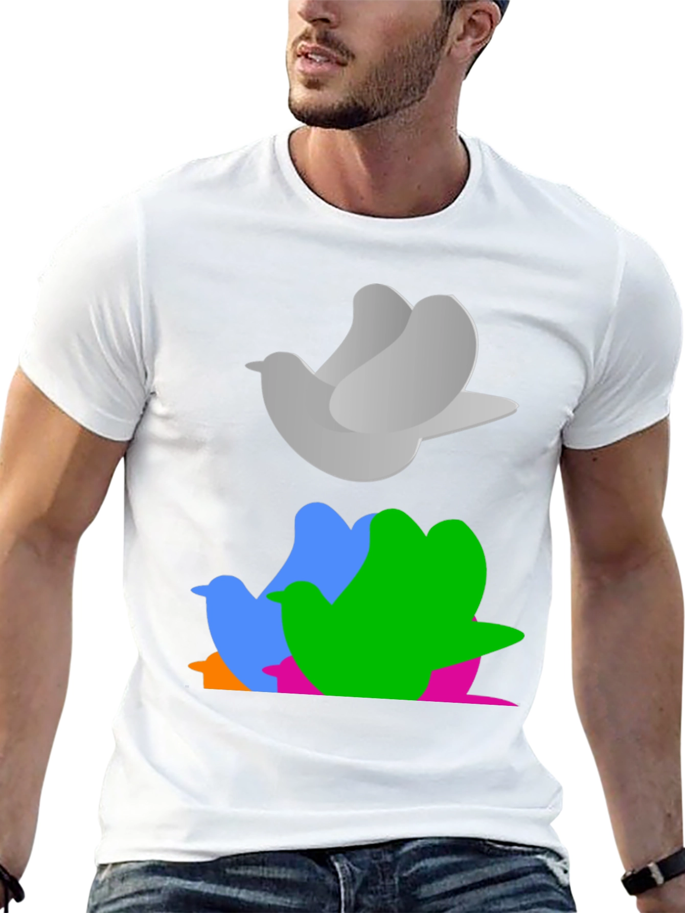 Abstract Bird Graphic Tee - Stylish Casual Wear