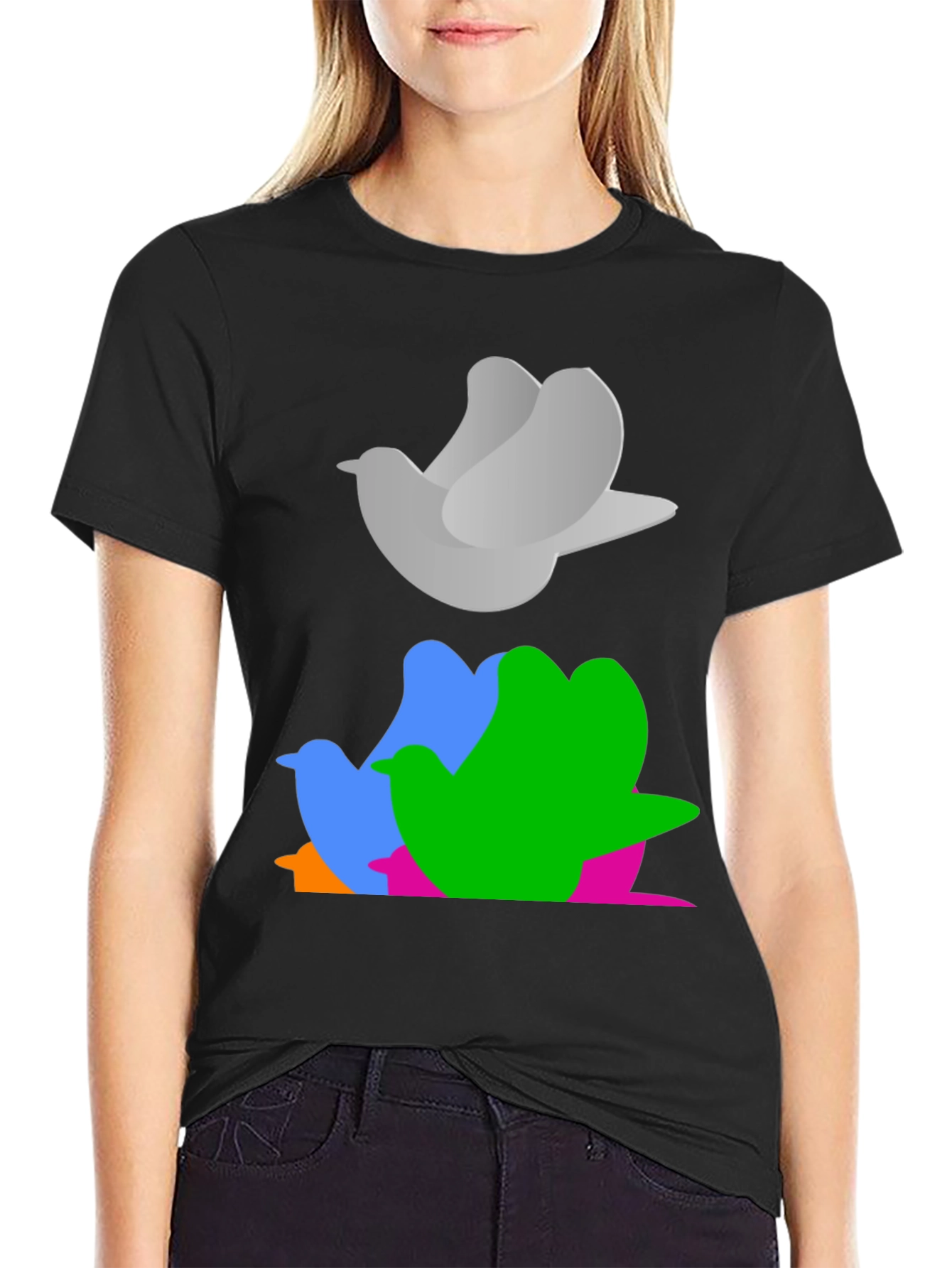 Abstract Bird Graphic Tee - Stylish Casual Wear