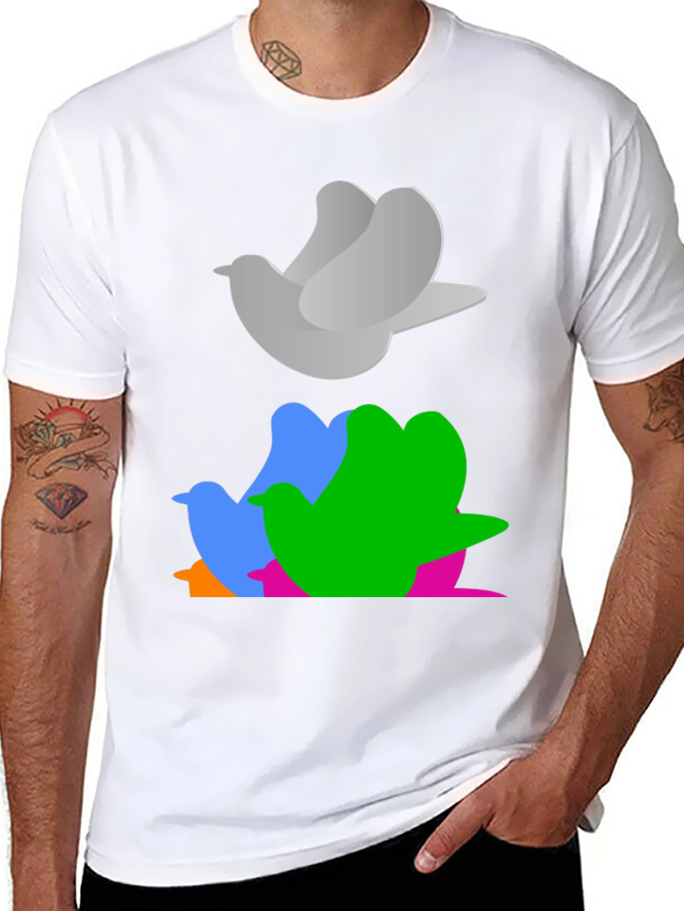 Abstract Bird Graphic Tee - Stylish Casual Wear