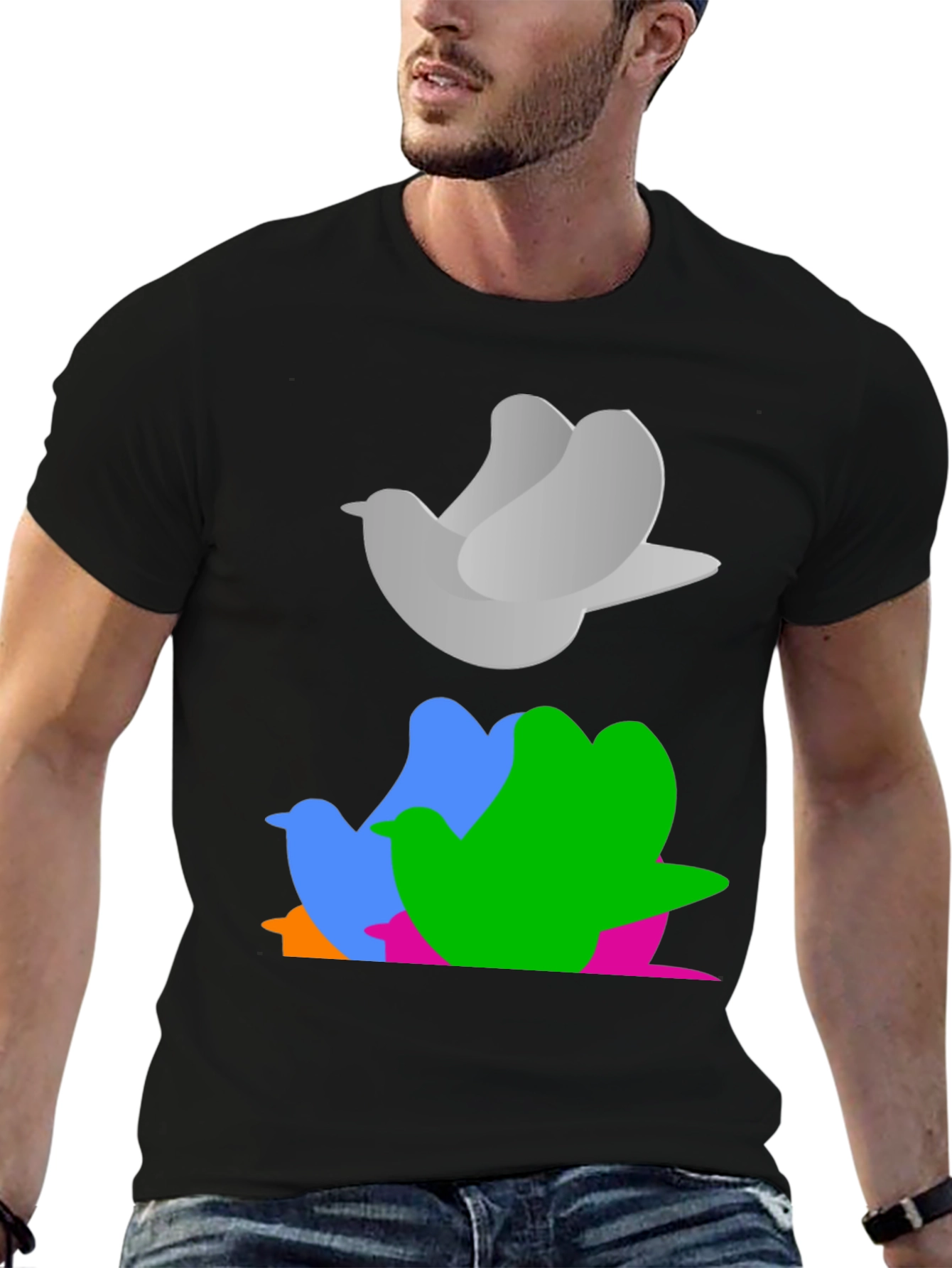 Abstract Bird Graphic Tee - Stylish Casual Wear