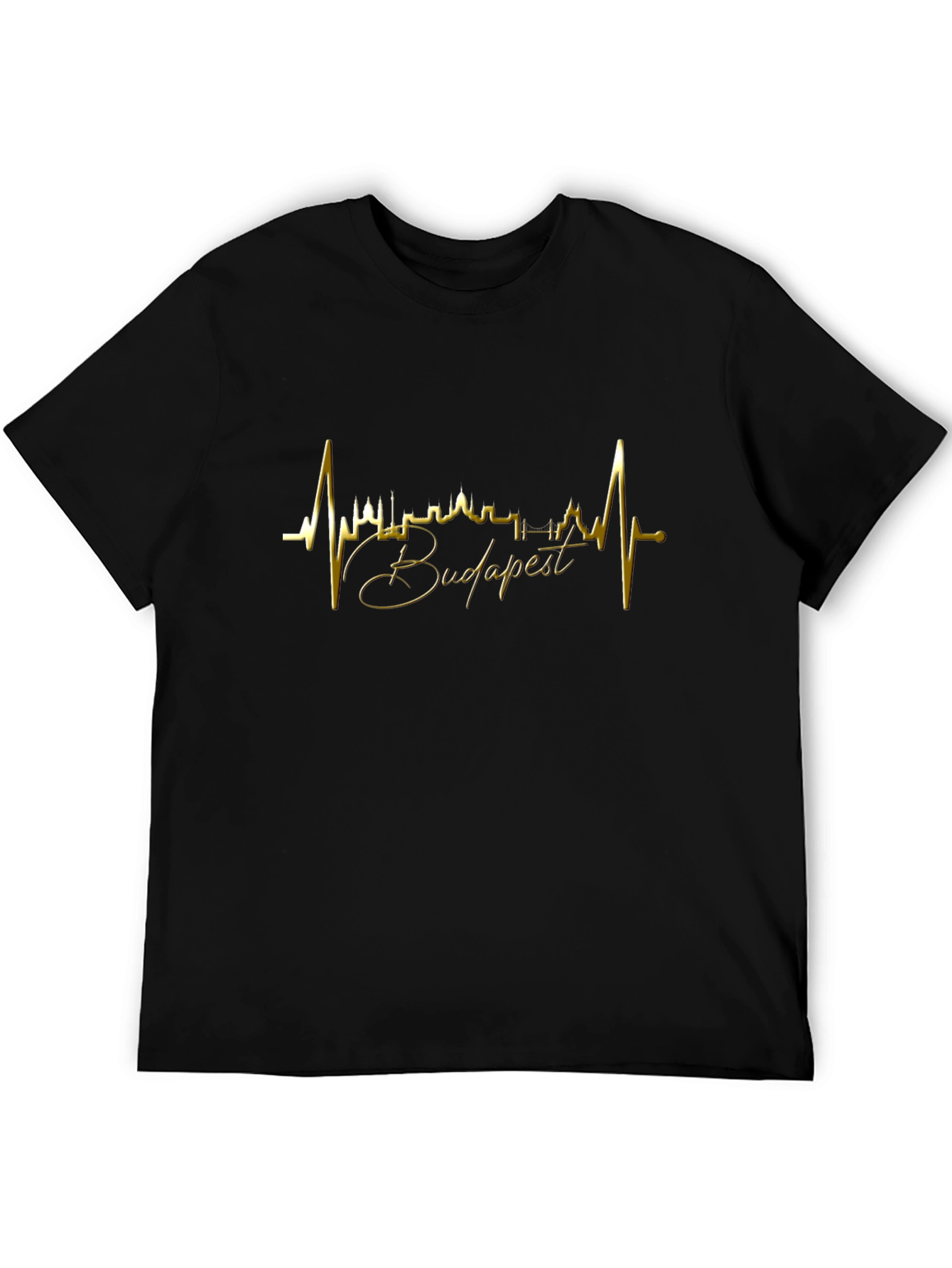 Budapest Skyline Heartbeat Black T-Shirt