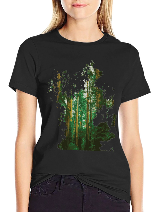 Forest Print Black T-Shirt