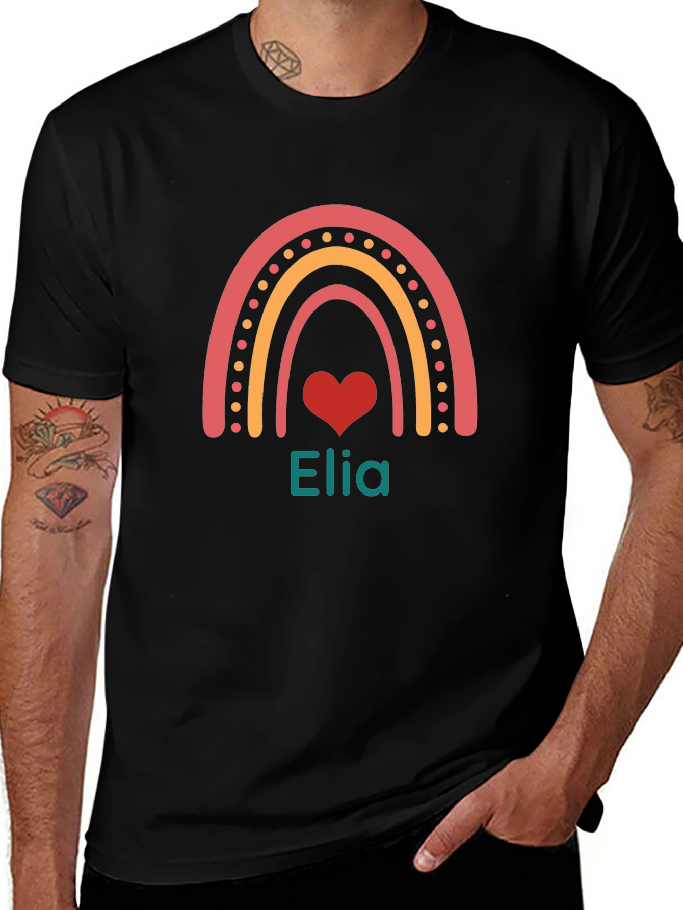 Personalized Rainbow Heart Tee - Elia