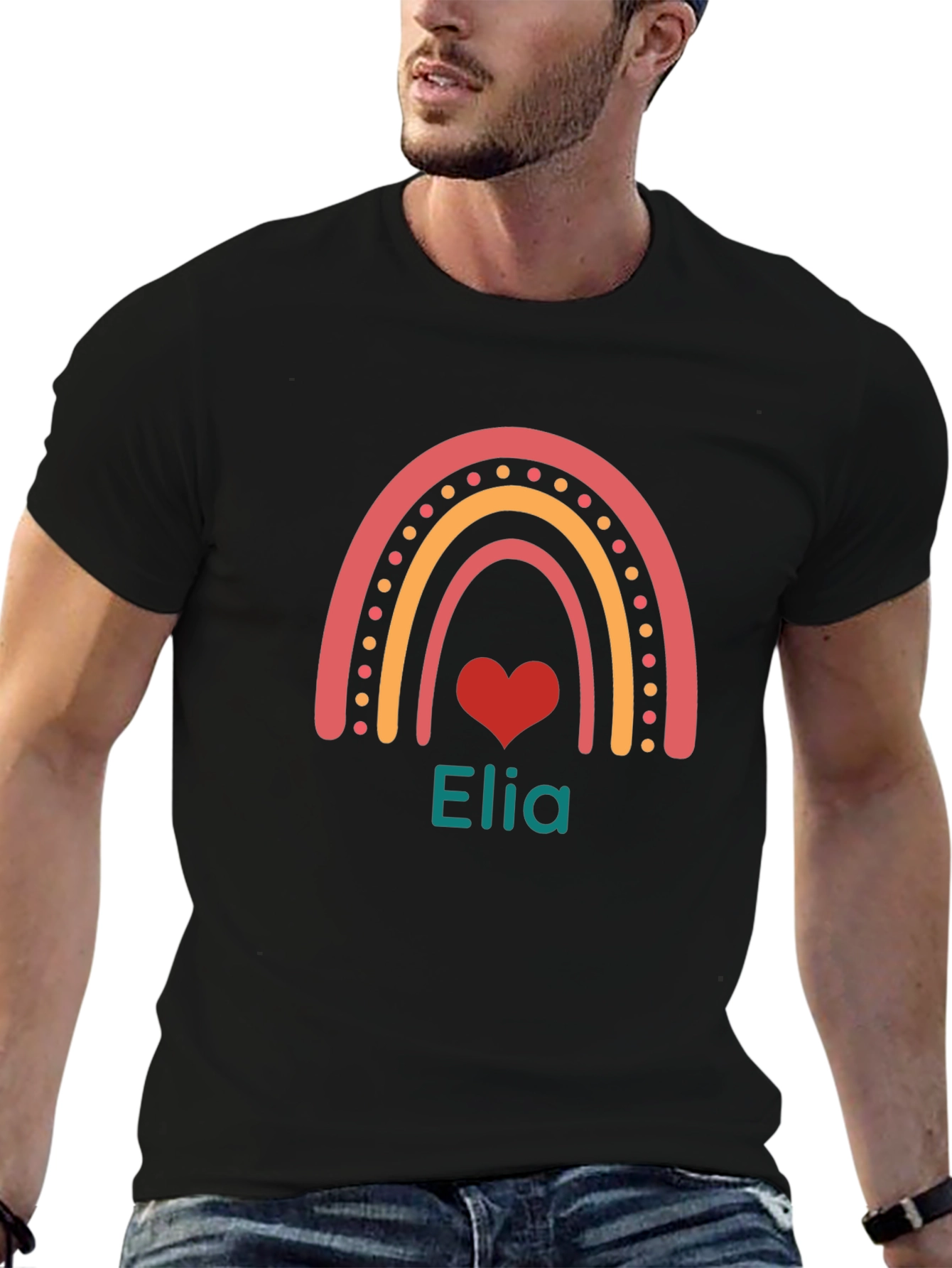 Personalized Rainbow Heart Tee - Elia
