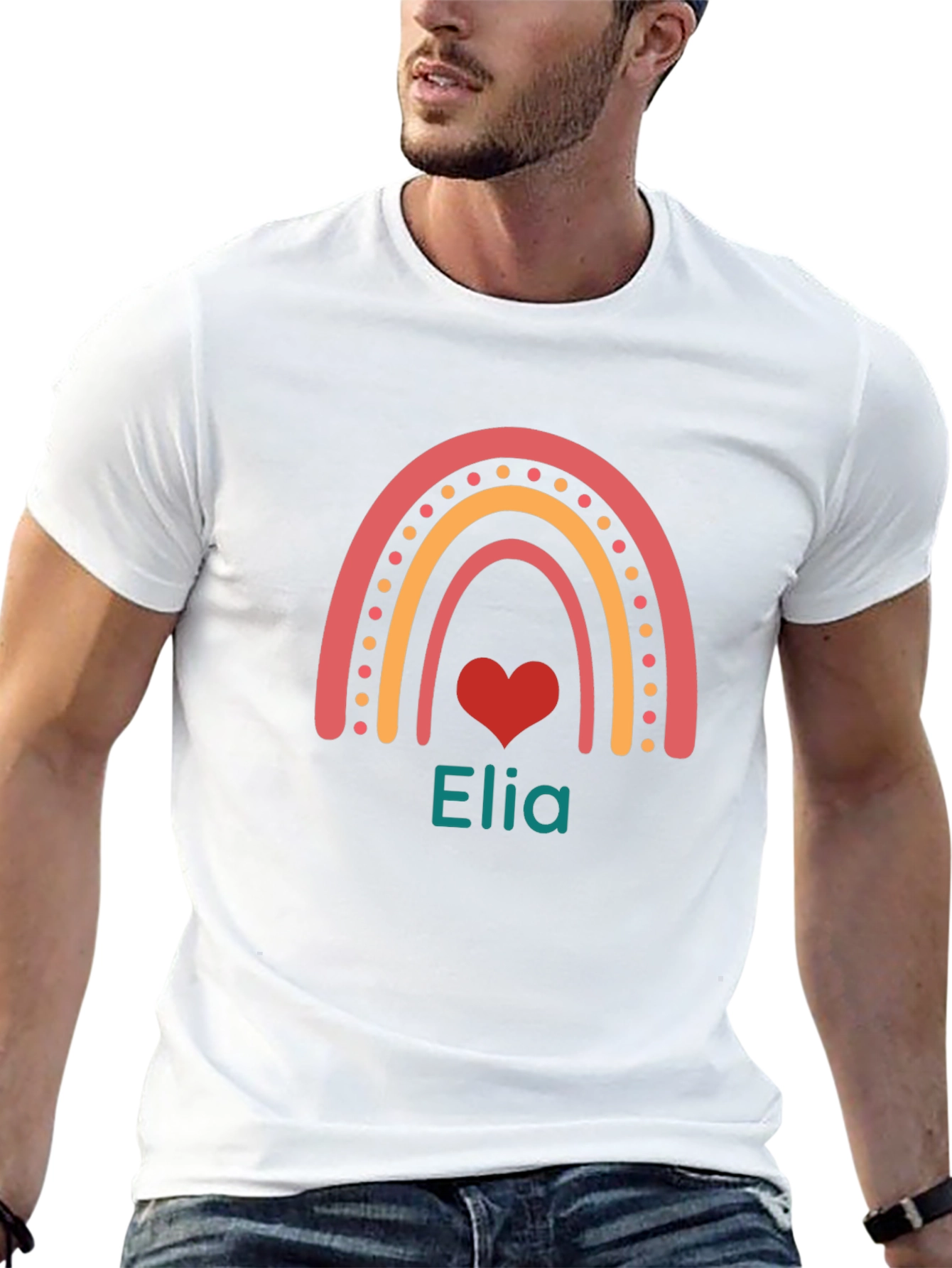 Personalized Rainbow Heart Tee - Elia