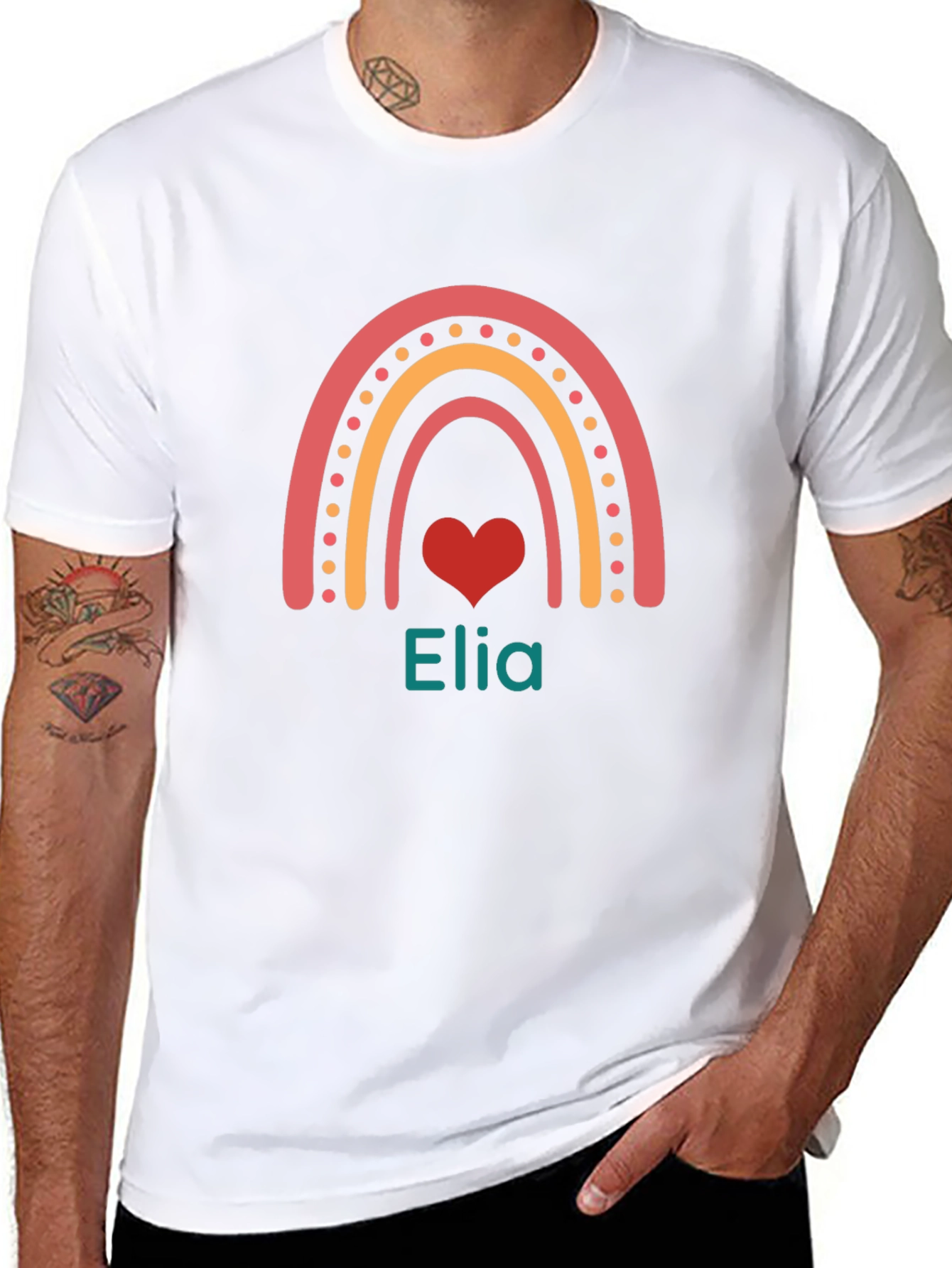 Personalized Rainbow Heart Tee - Elia