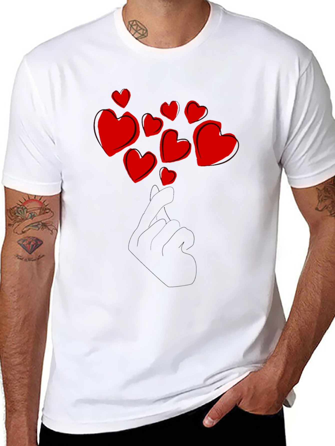 Love Hand T-Shirt - Black Heart Design
