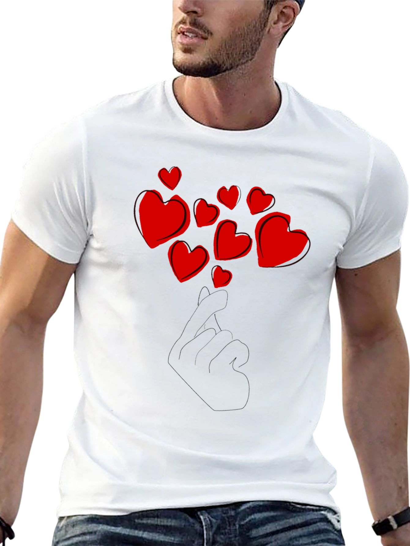 Love Hand T-Shirt - Black Heart Design