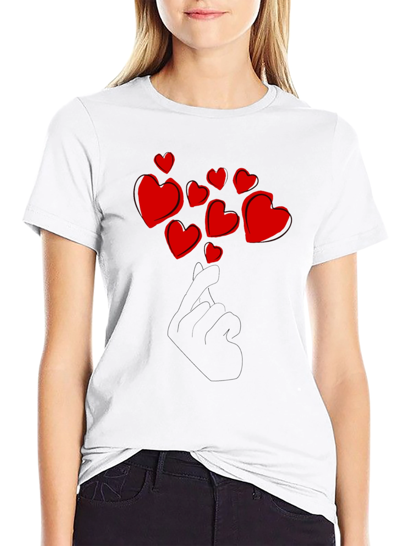 Love Hand T-Shirt - Black Heart Design