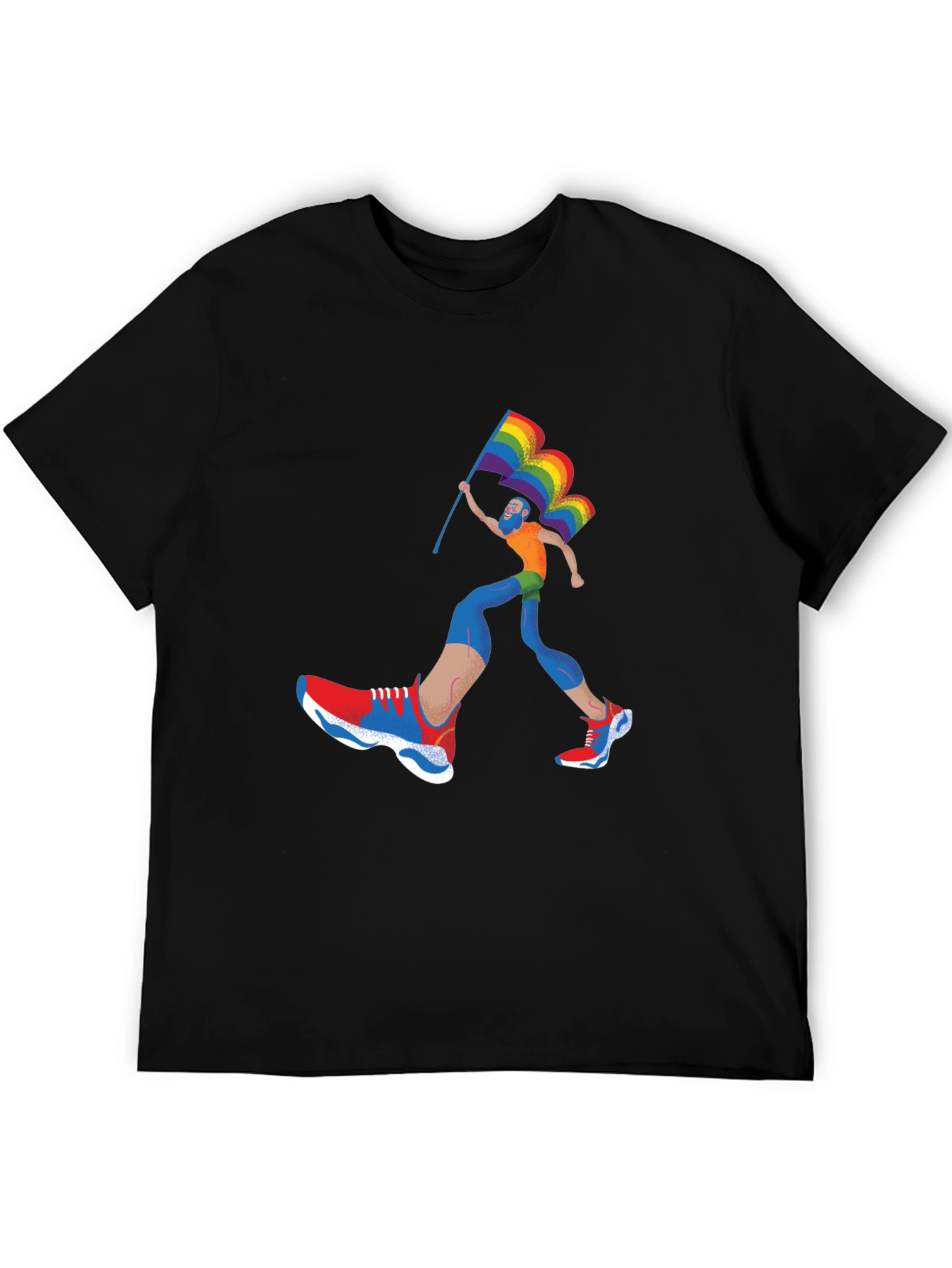 Pride Runner Graphic Tee - Black Cotton Blend
