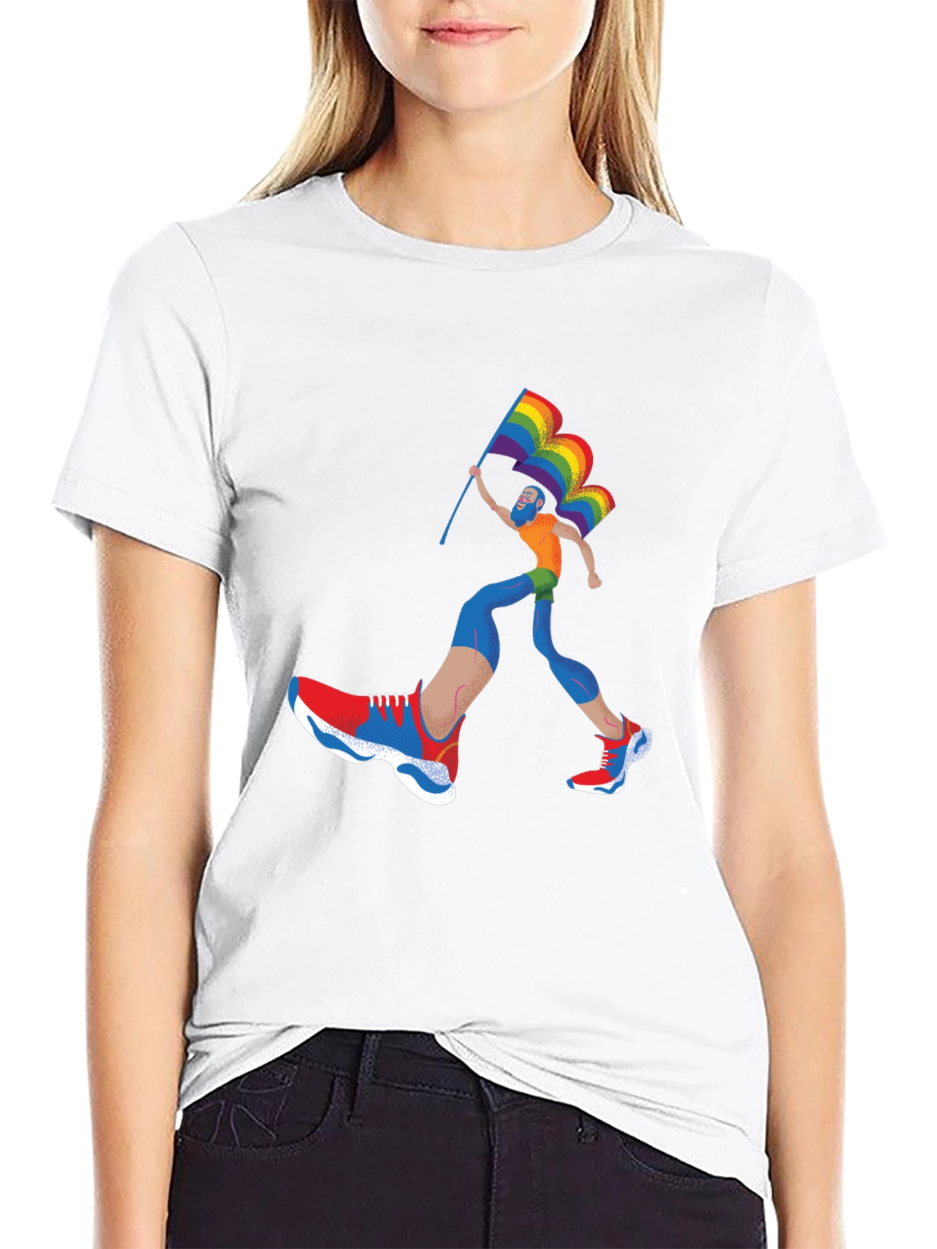 Pride Runner Graphic Tee - Black Cotton Blend