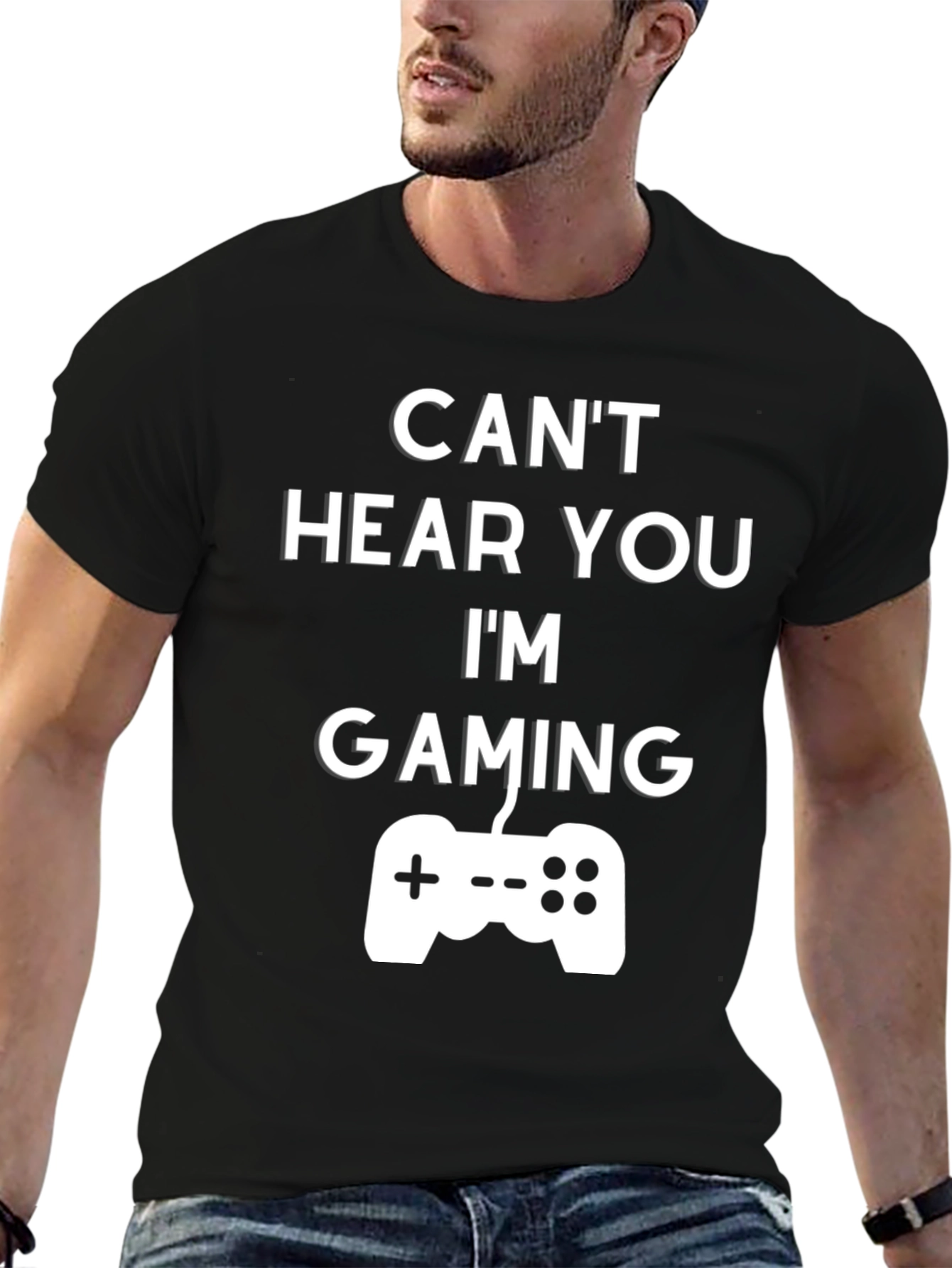 Cant Hear You Im Gaming T-Shirt - Black Cotton