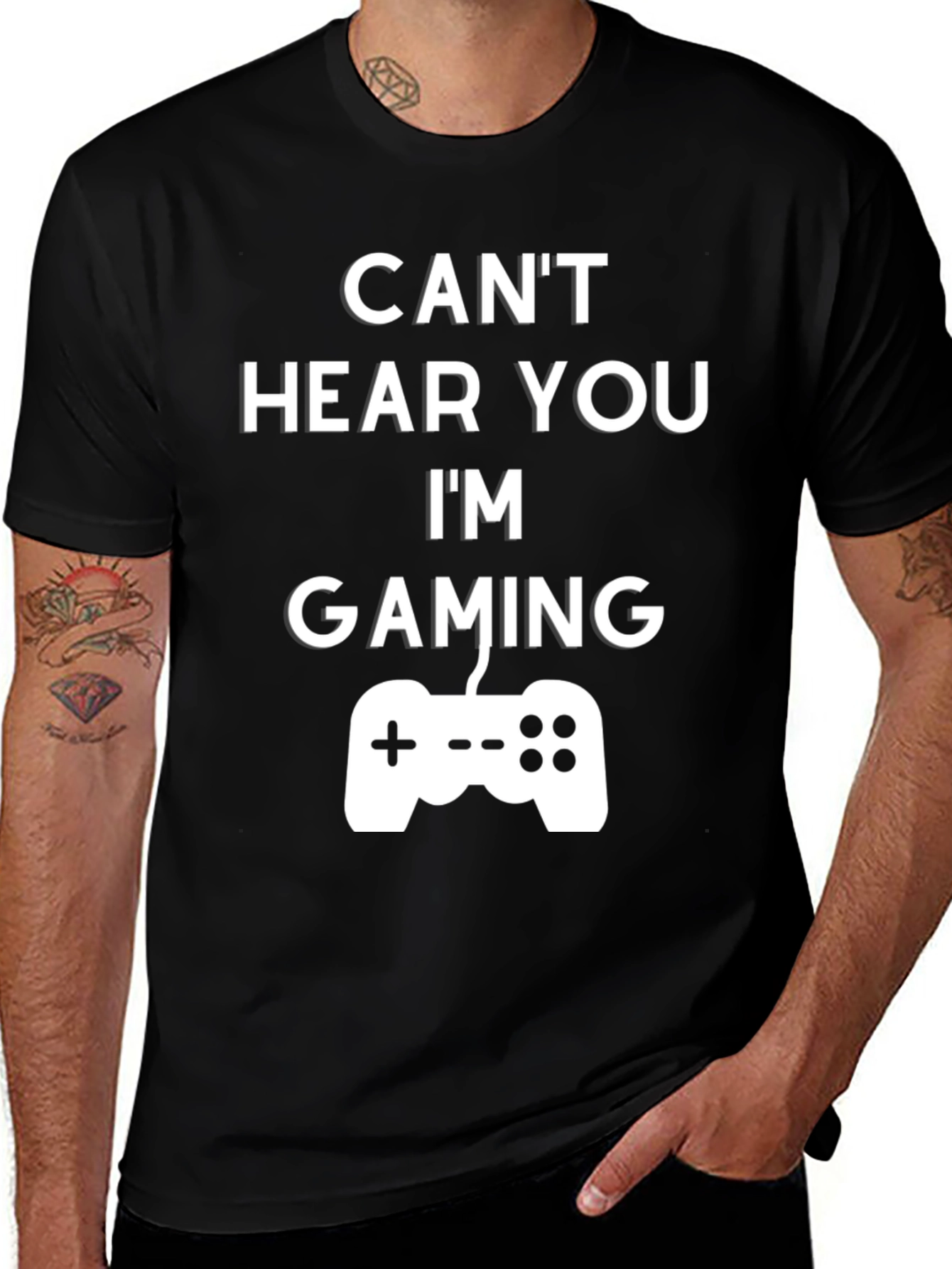 Cant Hear You Im Gaming T-Shirt - Black Cotton
