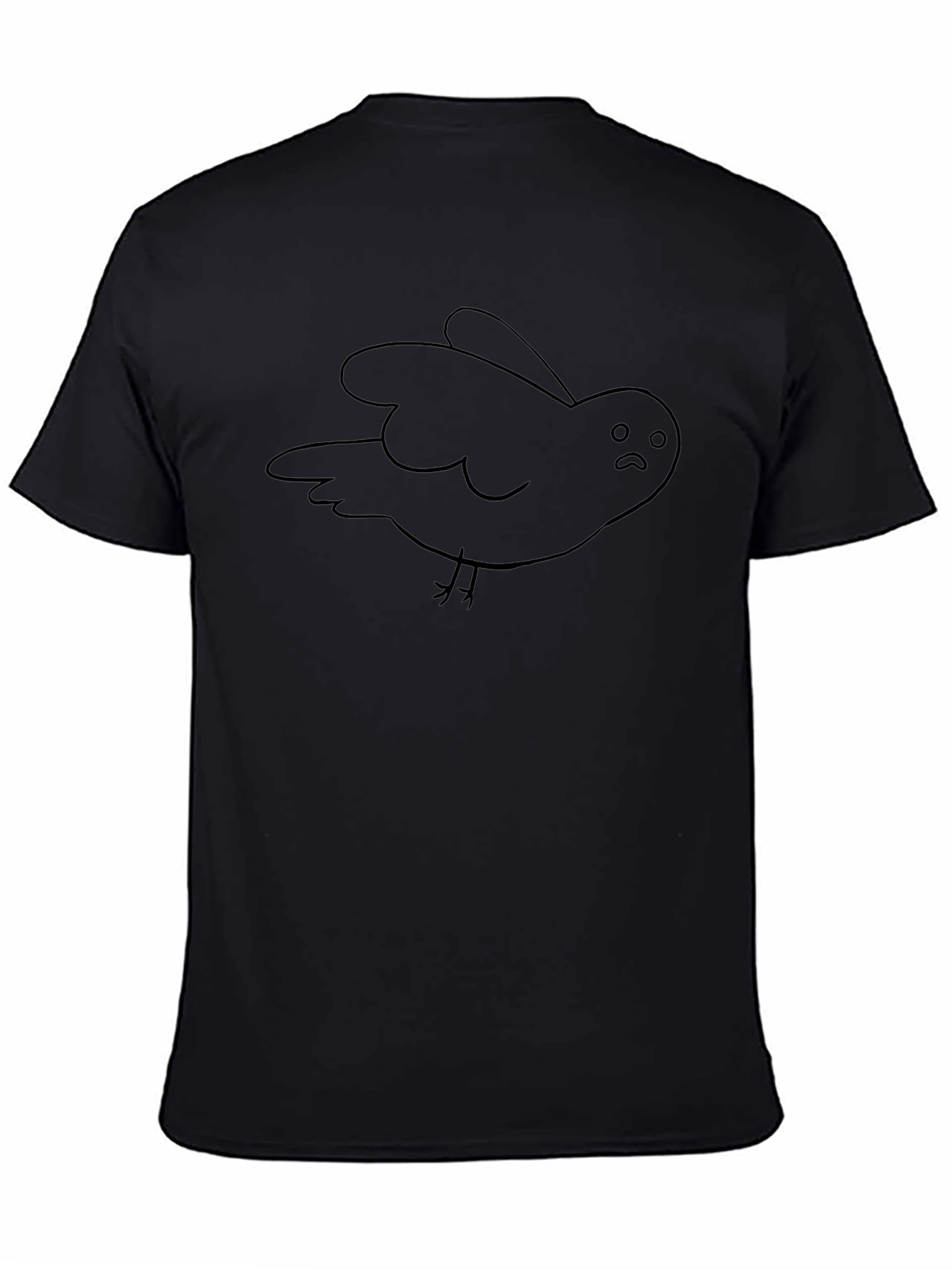 Sad Bird Graphic Black T-Shirt
